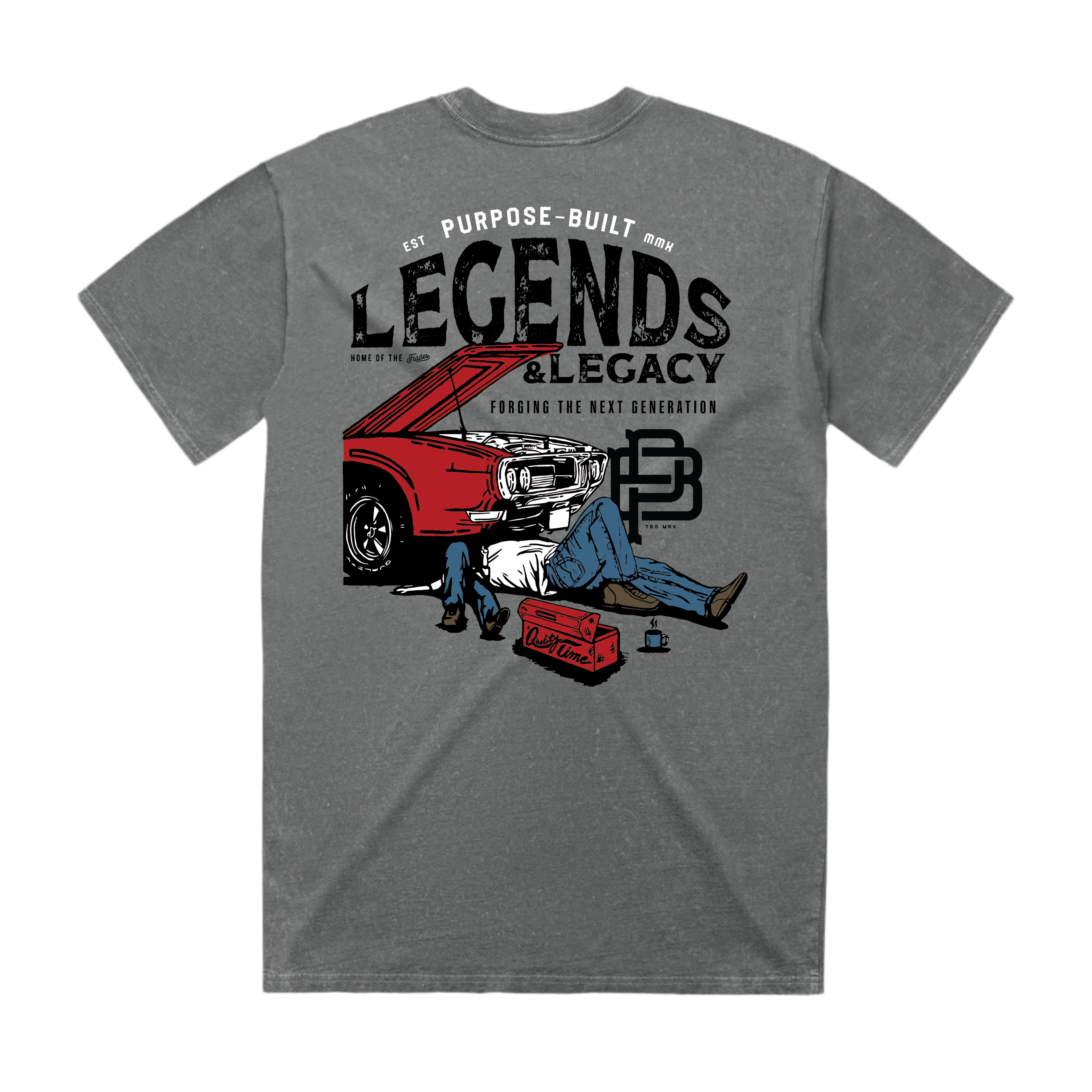 The Legend & the Legacy T-Shirt - Heavy Faded Grey Cotton Tee for Men | Vintage Style Casual Wear for Everyday Outfits & Street Fashion