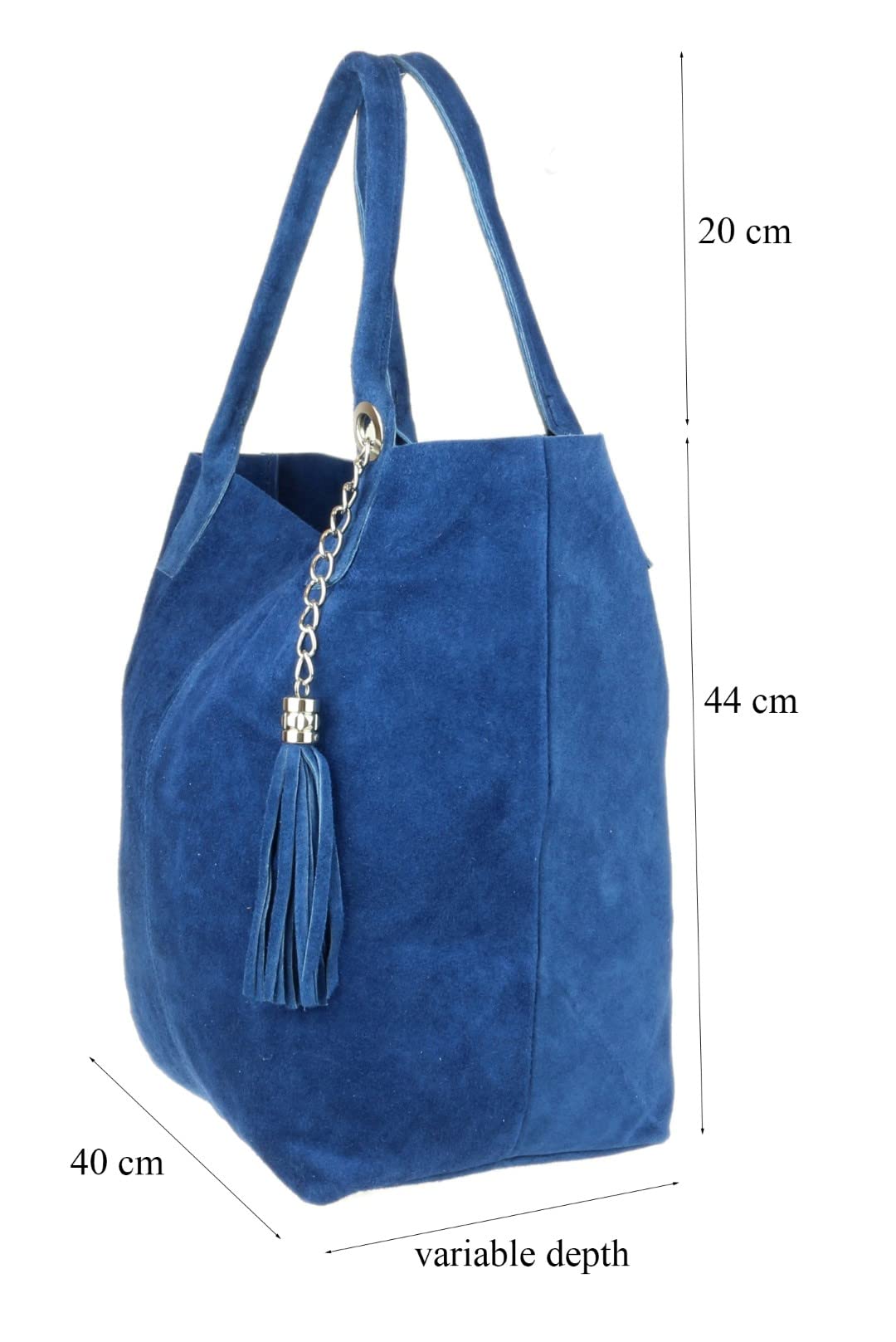 Stylish Women's Open Top Shoulder Bag - Genuine Italian Suede with Metallic Accents | Perfect for Work, Date Night & Casual Outings