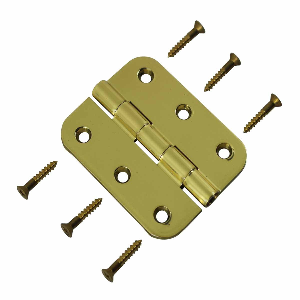 Bright Brass Cabinet Door Hinge 2 Inch - Small Kitchen Cabinet Hinges with Removable Stainless Steel Pins - Perfect for Cabinet Renovation, DIY Projects, and Home Improvement (Set of 2)