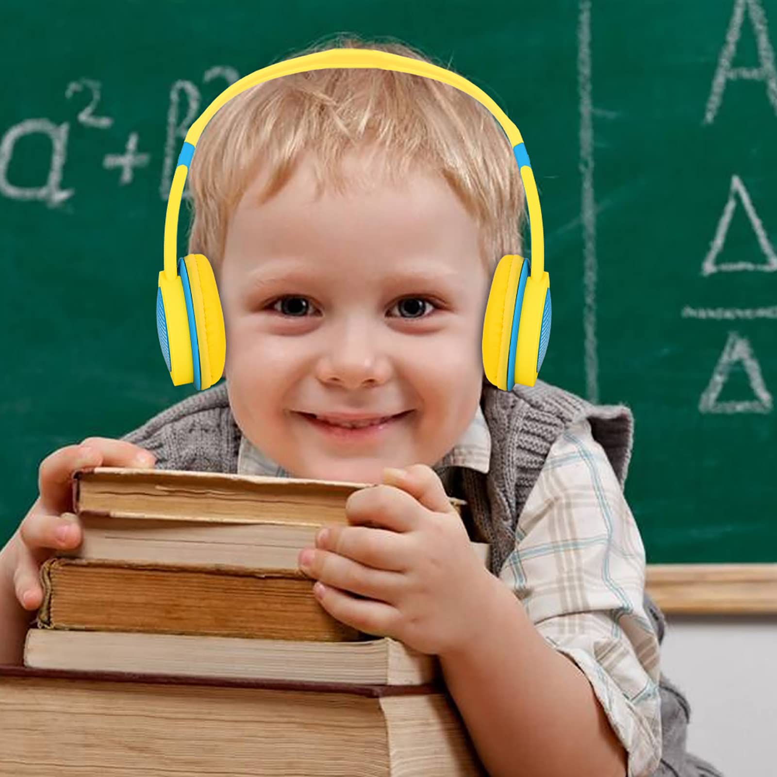 Kids Headphones with 85dB Volume Limit - Wired Over-Ear Noise Canceling Headphones for Children, Hearing Protection & Safe Listening (Yellow) - Perfect for School, Travel, and Home Learning