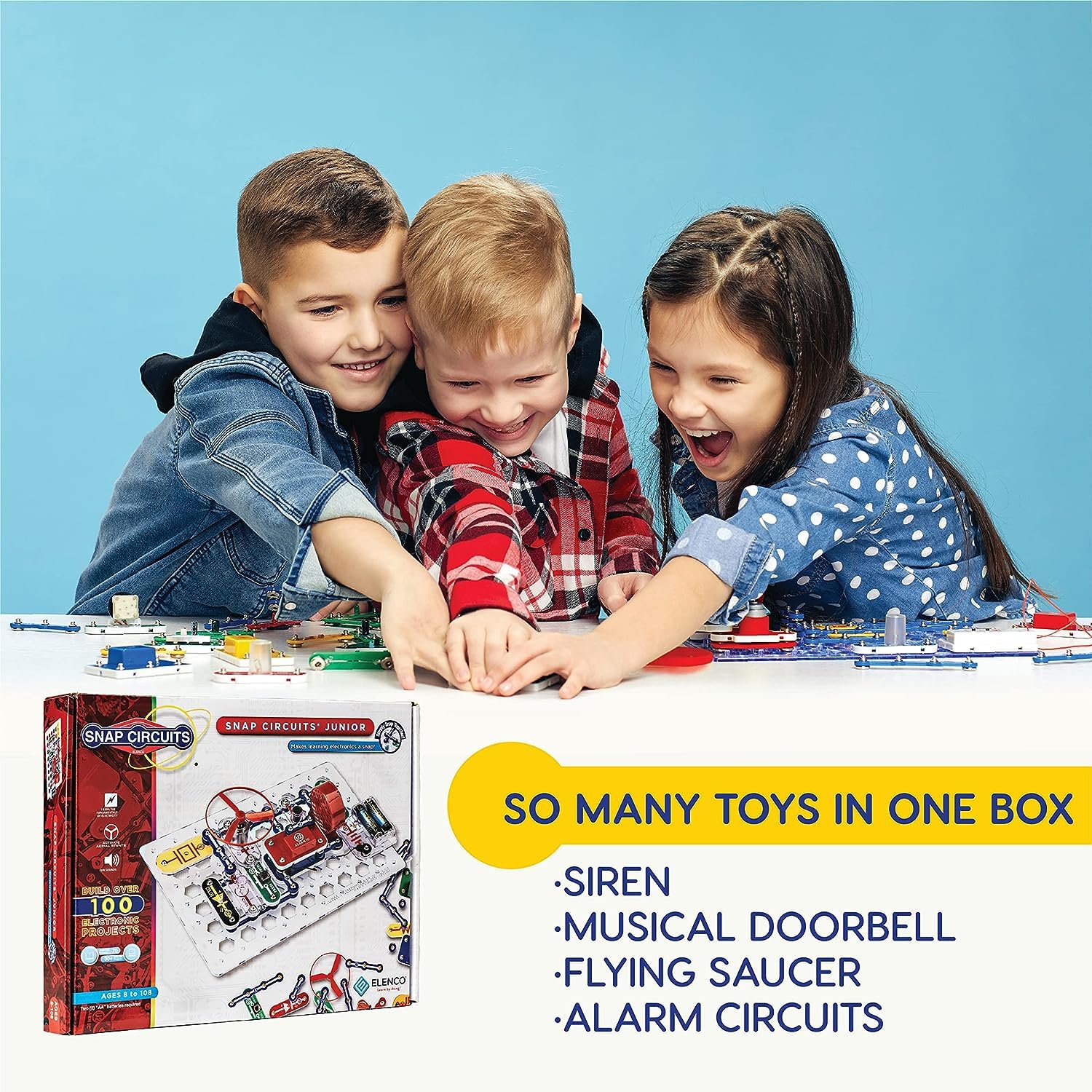 Snap Circuits Jr. SC-100 Electronics Exploration Kit | 100+ STEM Projects for Kids Ages 8+ | Includes Color Manual & 28 Parts | Educational Science Toy for Home & Classroom Learning