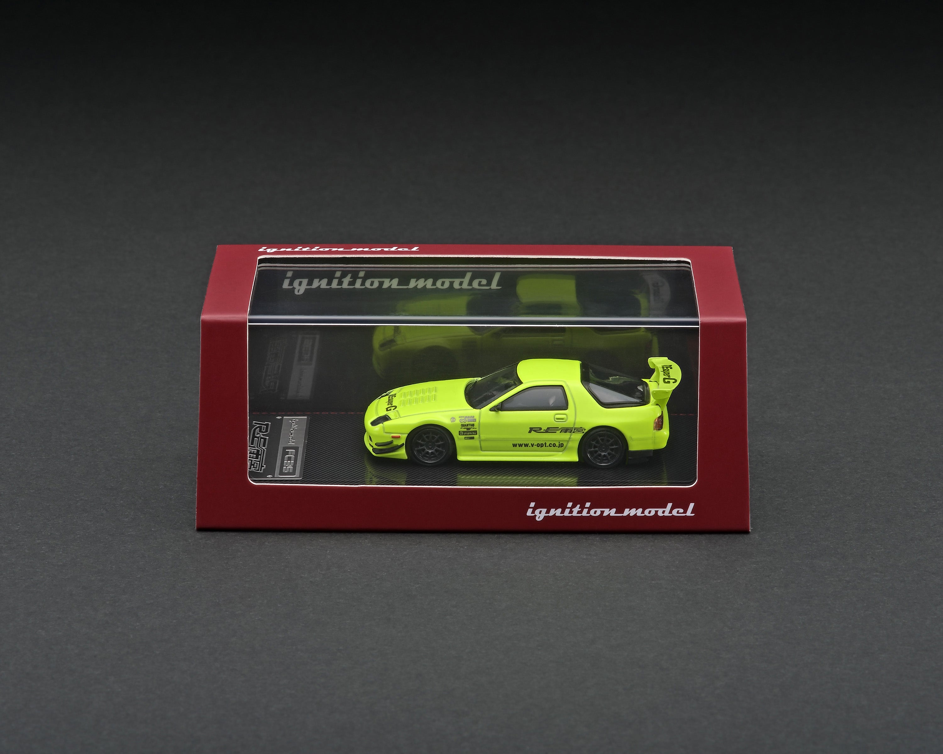 1/64 Scale Mazda RX-7 FC3S RE Amemiya Yellow Green Diecast Model Car - Perfect for Collectors, Display, and Racing Enthusiasts