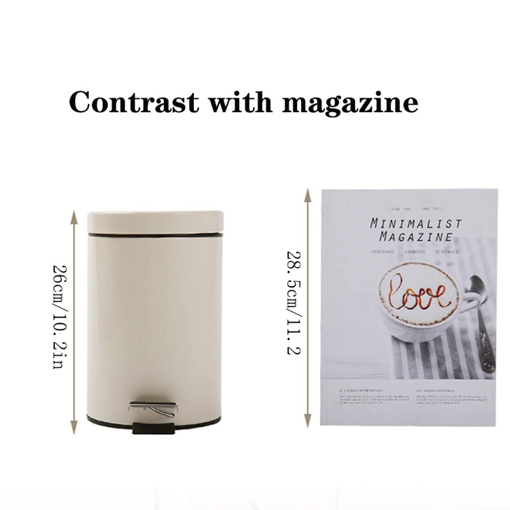 Small Trash Can 3L/0.8 Gallon - Mini Bathroom Step Trash Bin for Home, Kitchen, Office, Dorm & Kids Room - Compact Waste Basket for Tight Spaces (Off-White) | Perfect for Bathroom Counter, Under Desk & Small Areas