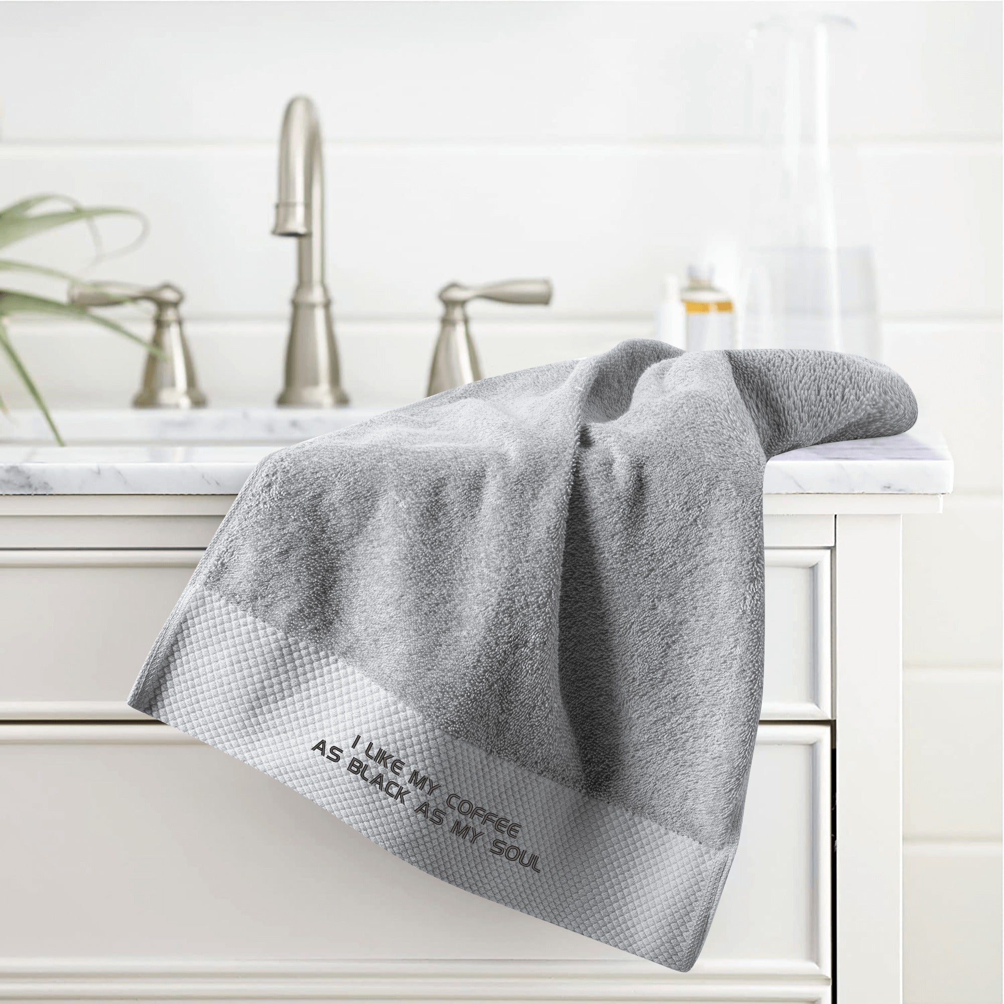 Black Coffee Inspired Long Towel - Soft & Absorbent Bath & Beach Towel for Coffee Lovers - Perfect for Home, Spa, Pool & Travel
