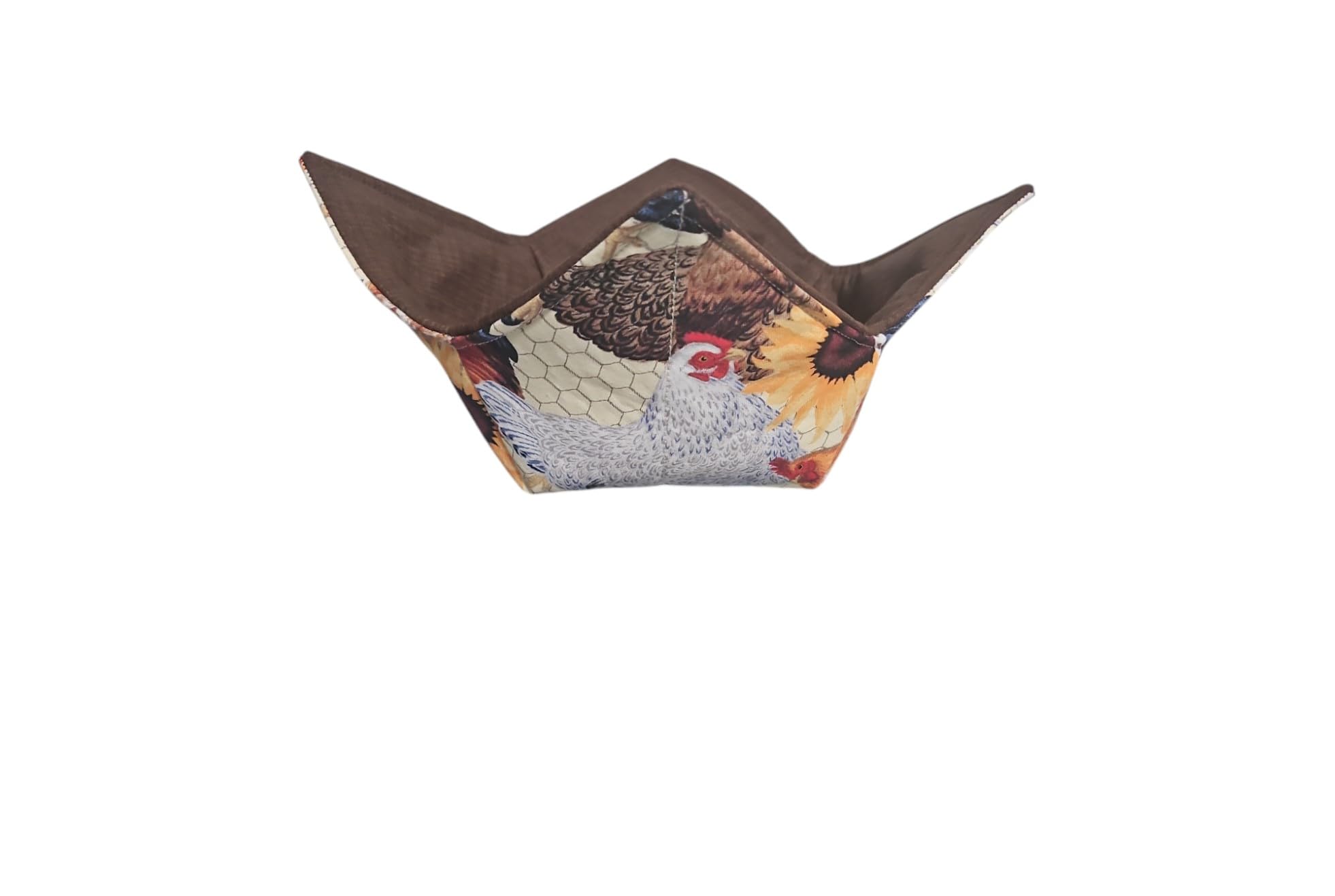 Roosters Reversible Quilted Bowl Cozy Holder - Microwave Safe Soup Bowl Cover - Perfect Housewarming Gift for Kitchen & Dining - Ideal for Hot Bowls, Soup Mugs & Food Storage