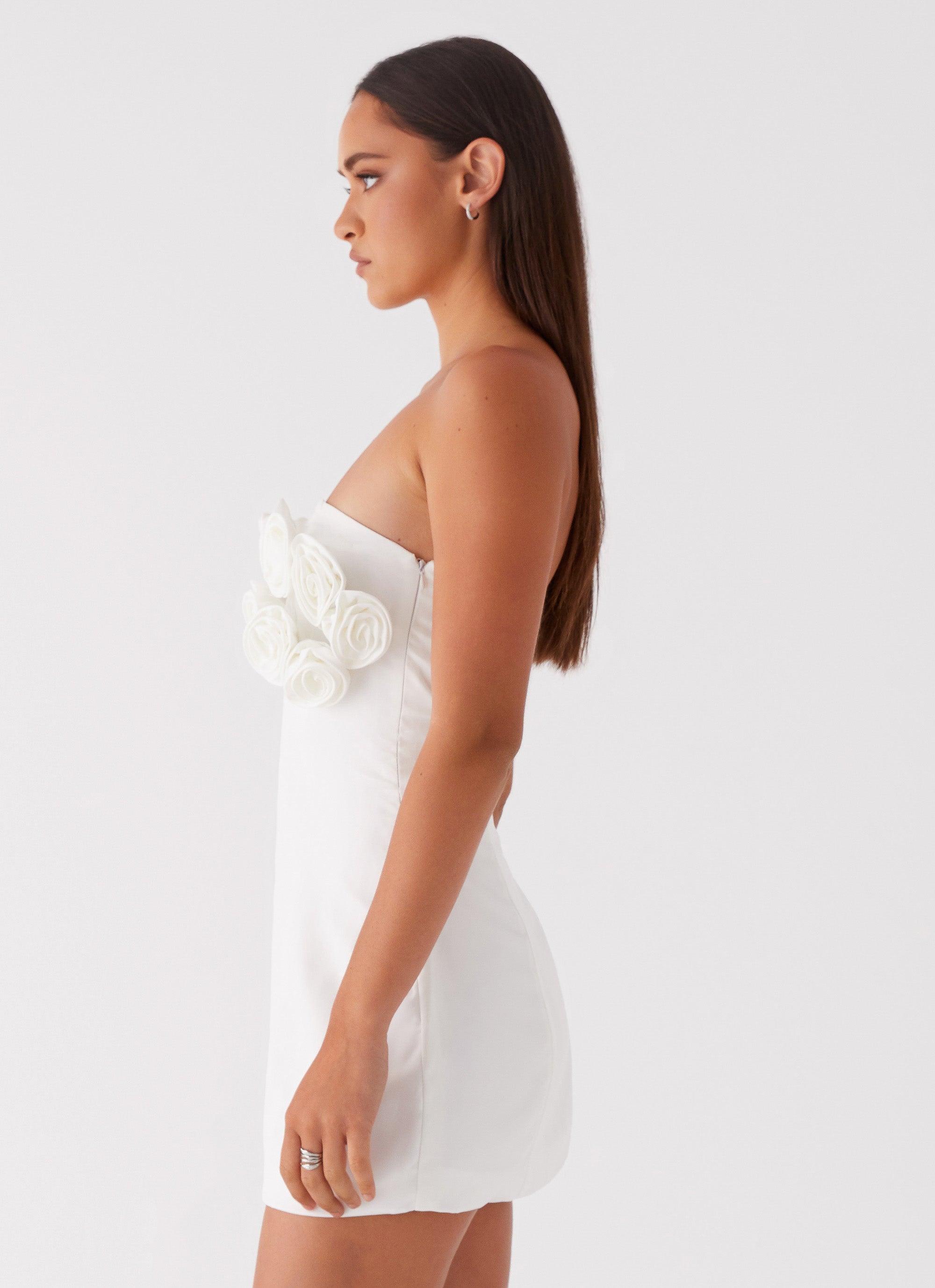 Bouquet Dream Mini Dress - Elegant White Summer Party Dress for Women | Perfect for Weddings, Dates & Special Occasions