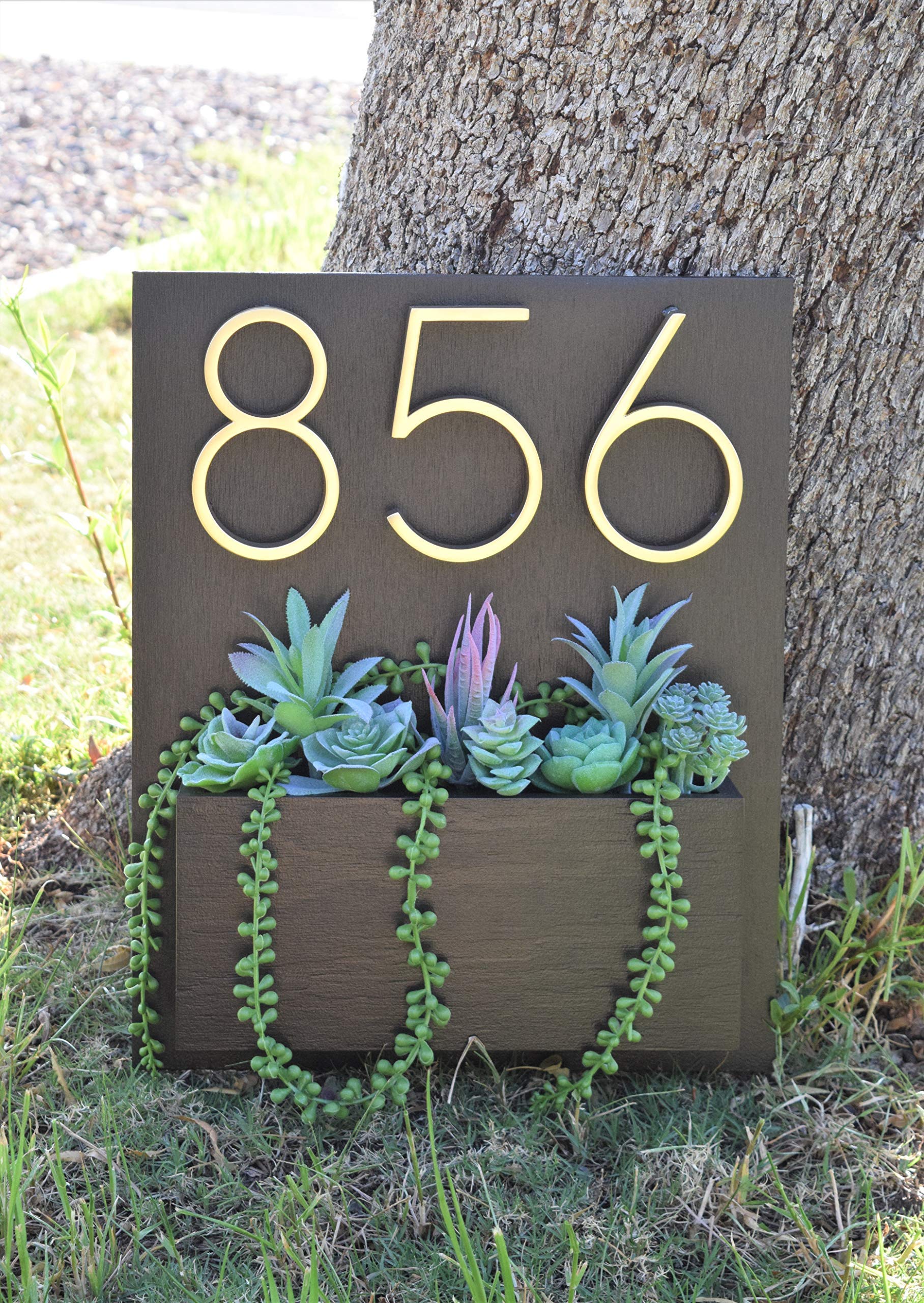 Custom Address Sign with Planter Box - Personalized House Number Plaque for Front Porch & Garden Decor | Weatherproof Outdoor Address Planter for Mailbox, Yard, and Home Entryway