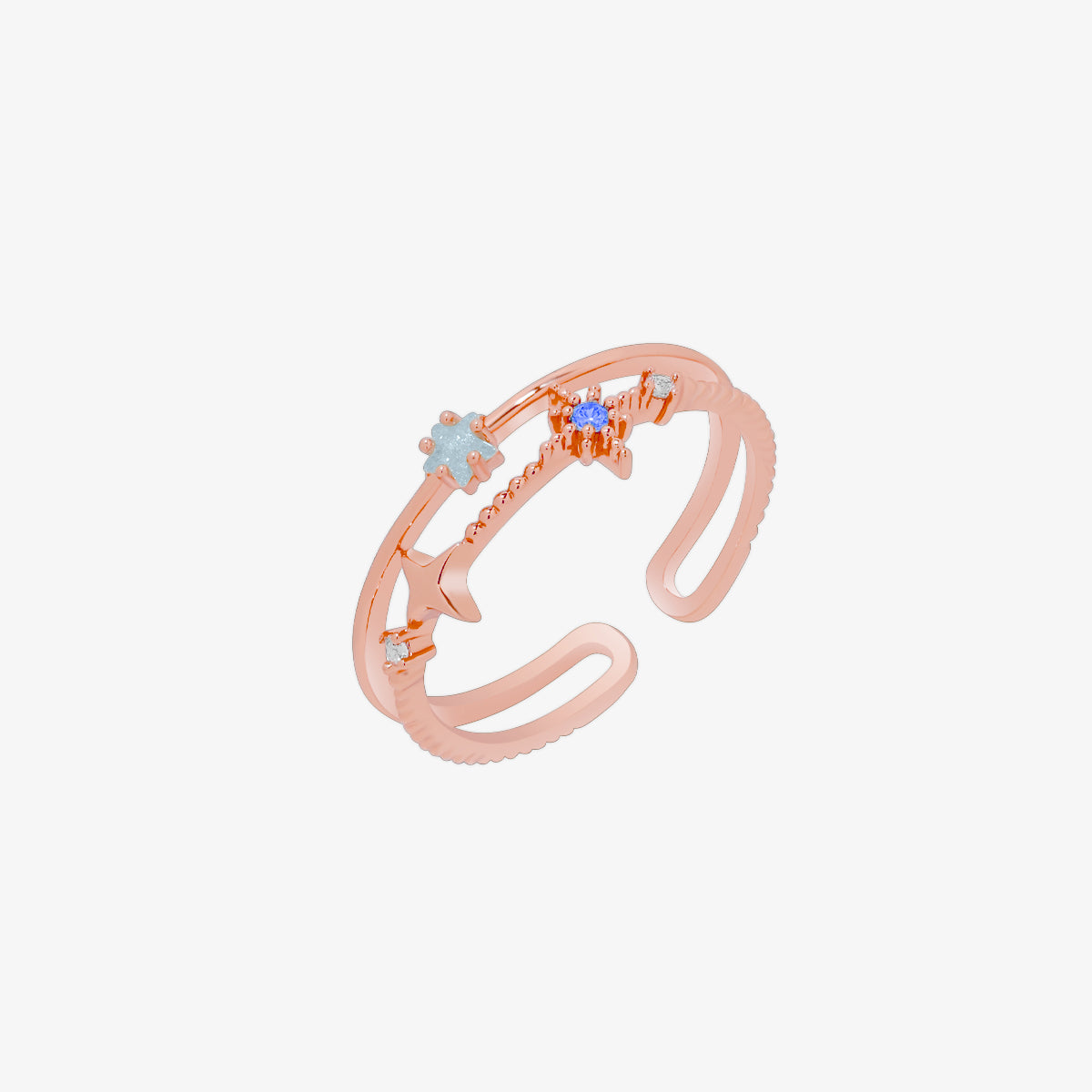 Blue Topaz Star Layered Ring for Women - Elegant Stackable Dainty Jewelry for Everyday Wear, Gift Giving & Special Occasions