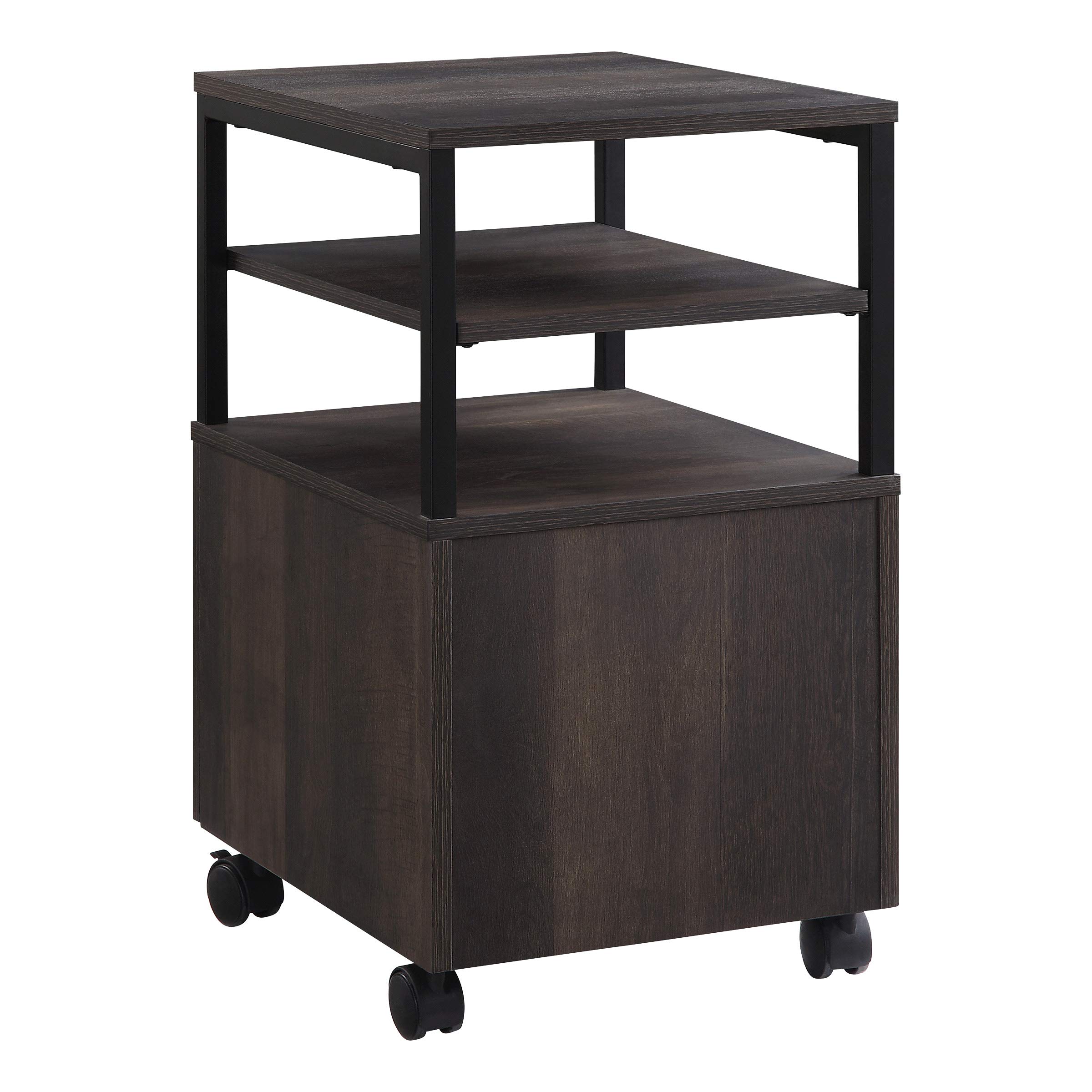 OSP Home Furnishings Modern Mobile Cart with Wheels - Ozark Ash Finish - Rolling Kitchen Island, Bar Cart & Storage Solution for Small Spaces