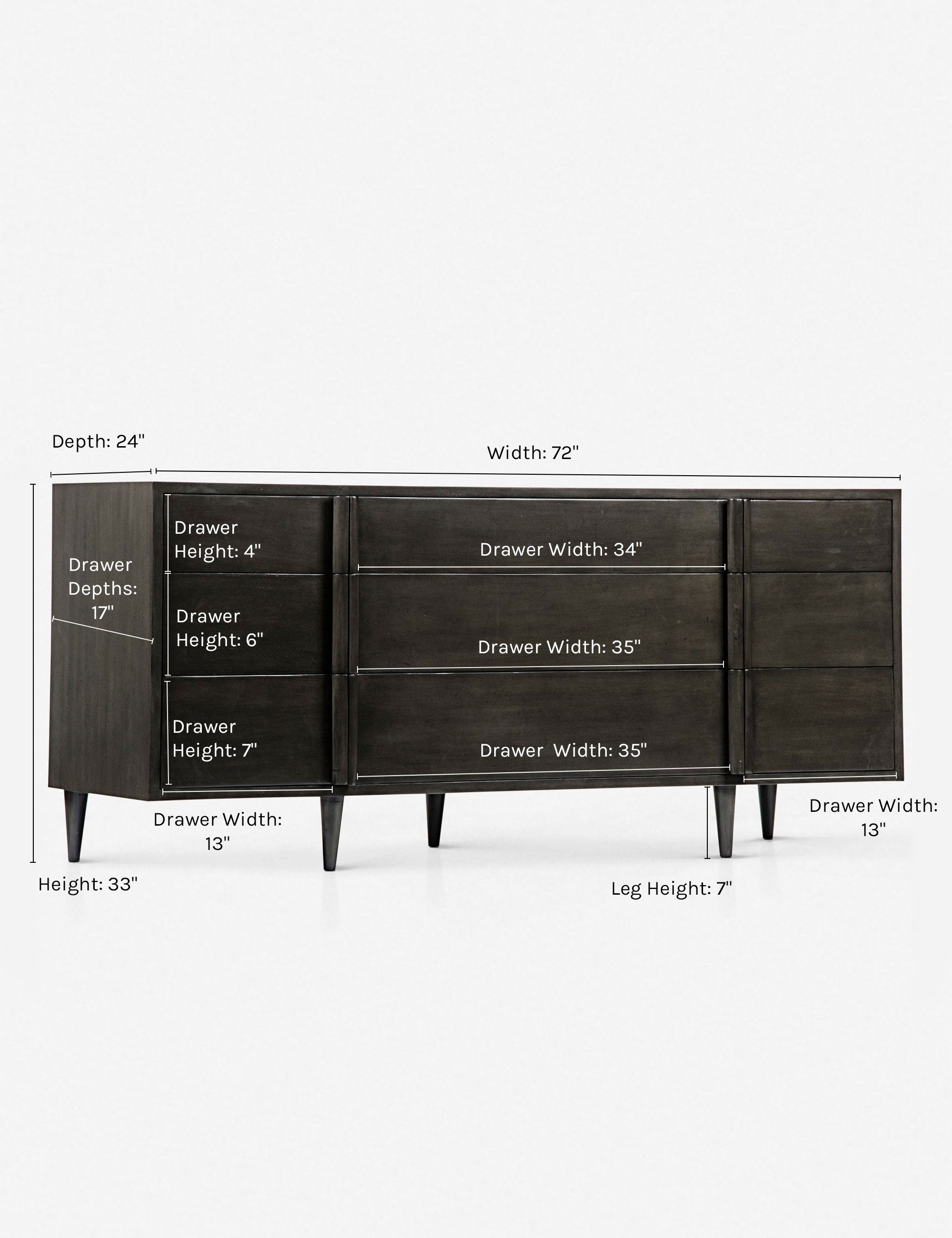 Modern 6-Drawer Wooden Dresser for Bedroom - Maci Dresser with Mirror, Sturdy Storage Organizer for Clothes, Bedroom Furniture - Perfect for Home, Apartment, and Dorm Room Organization