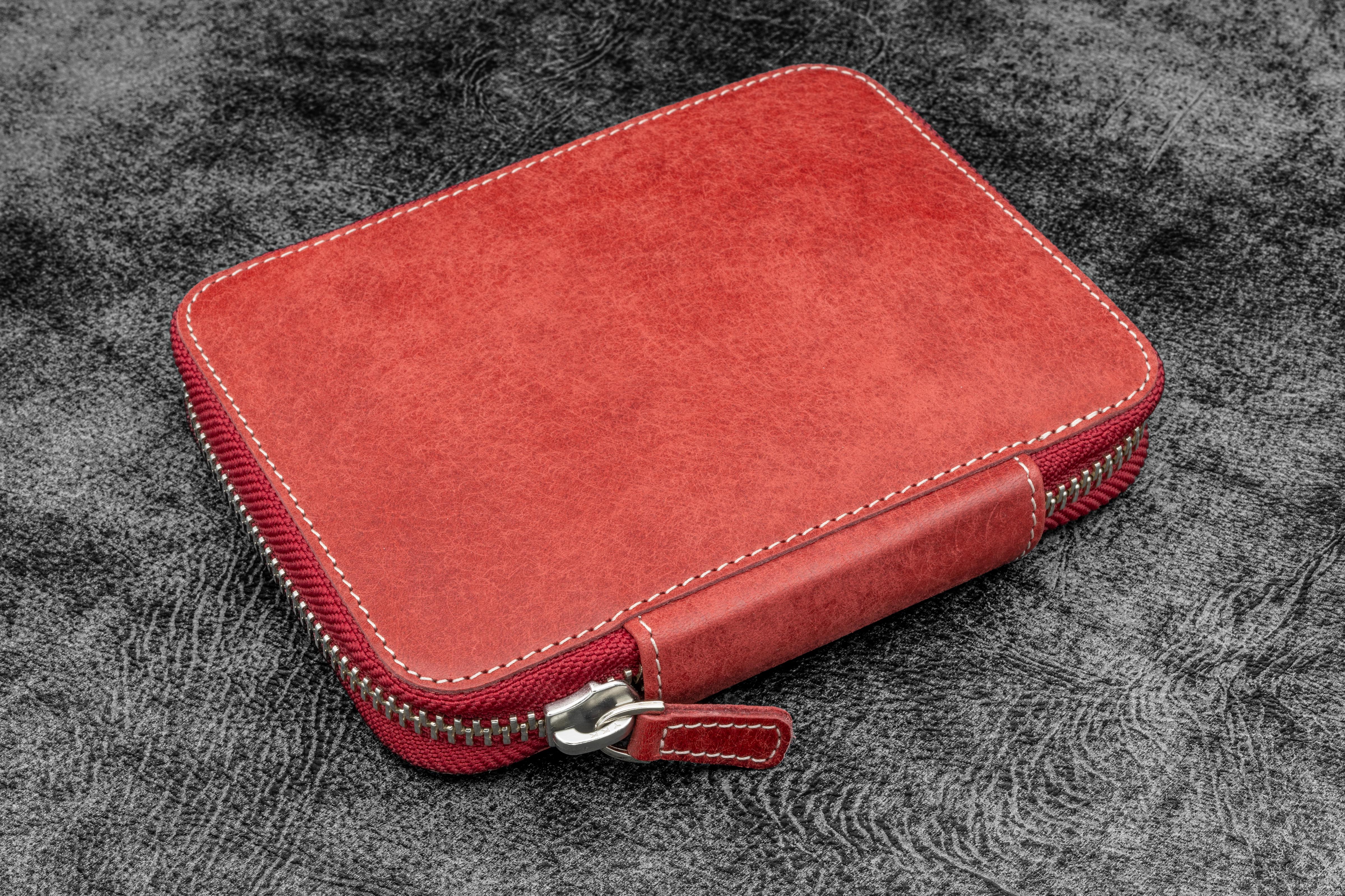 Premium Collector Pen Case for 14 Kaweco Pens - Carmine Red Leather Organizer | Perfect for Fountain Pen Enthusiasts & Gift Giving