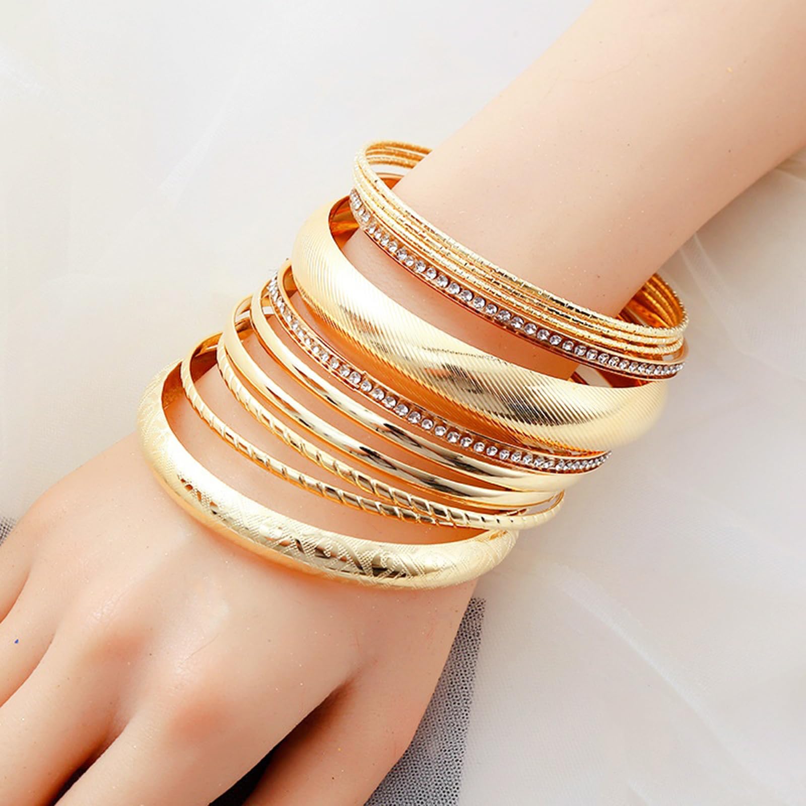 Elegant Gold Bangle Bracelets for Women - 24K Gold Plated Indian Jewelry Set, Fashion Disco Bangles - Perfect for Weddings, Parties & Ethnic Outfits