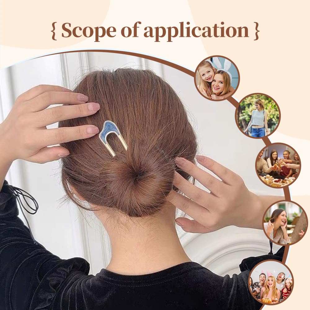 2024 Newest French Twist Hair Pins for Women - U-Shaped Metal Vintage Hair Sticks (Gold & Silver) | Elegant Updos, Bridal Hairstyles & Everyday Wear