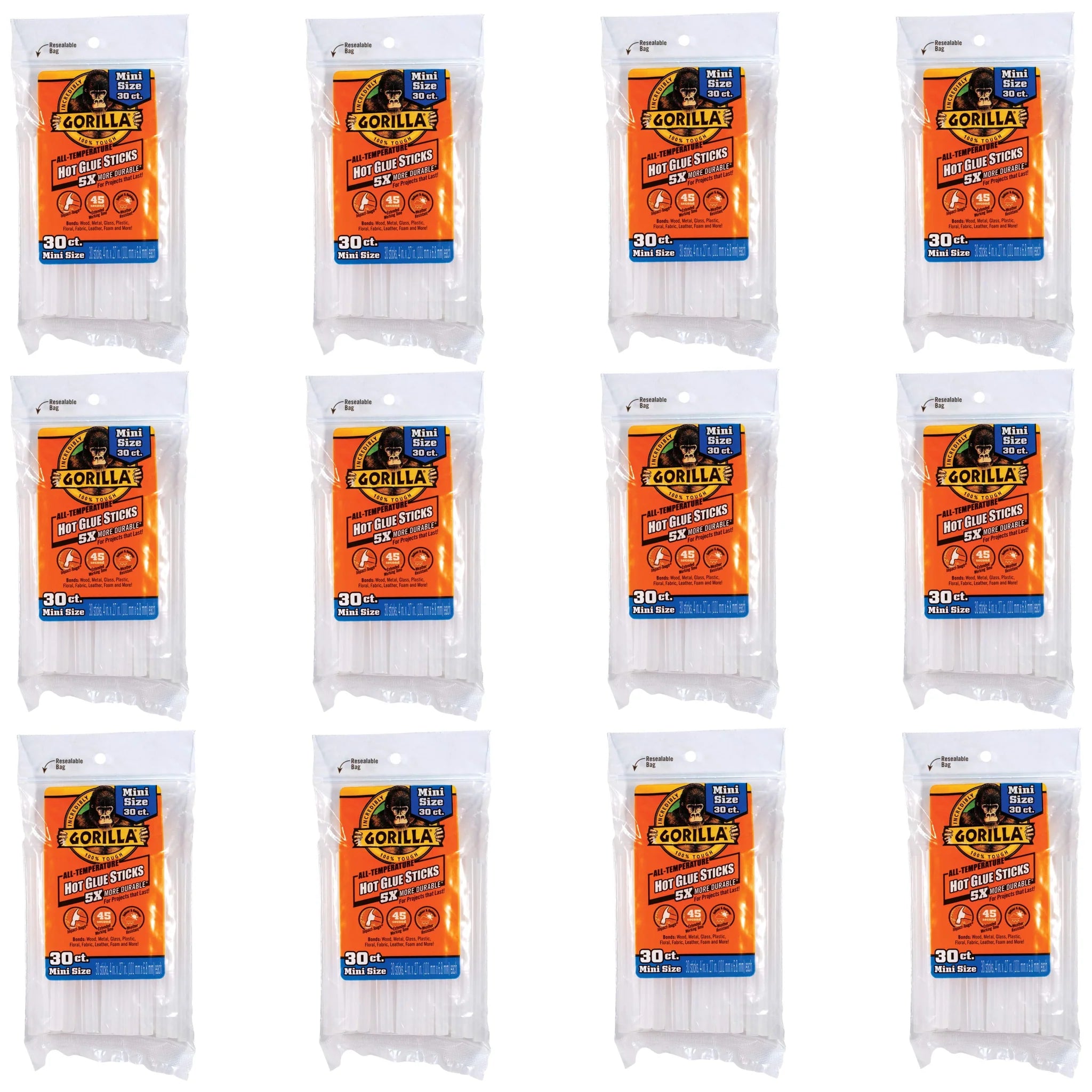 Gorilla 360-Pack 4-Inch Long x 0.27-Inch Diameter Clear Mini Hot Glue Sticks - 45 Second Extended Working Time for DIY Crafts, Home Repairs & School Projects