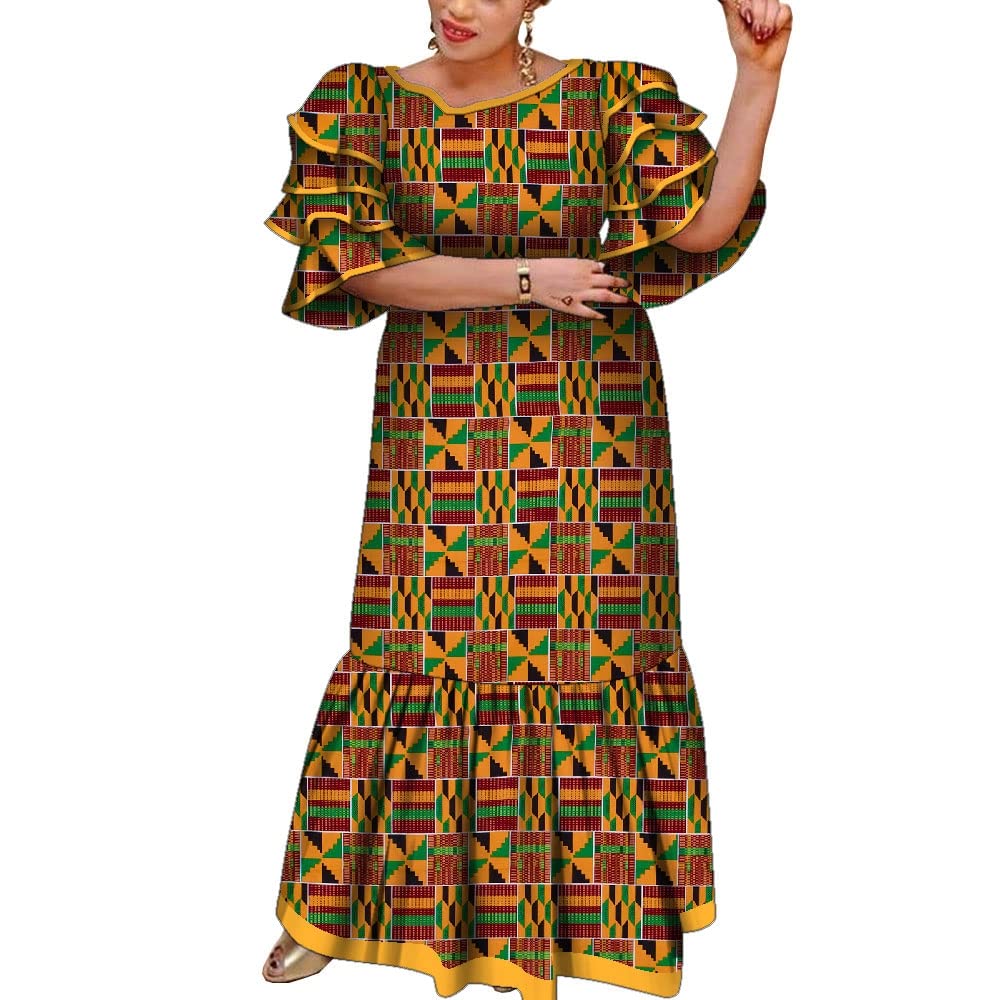 African Dresses for Women - Elegant Long Skirt with Traditional Ankara Kente Print for Party, Festival & Wedding - Perfect for Cultural Events, Family Gatherings and Special Occasions