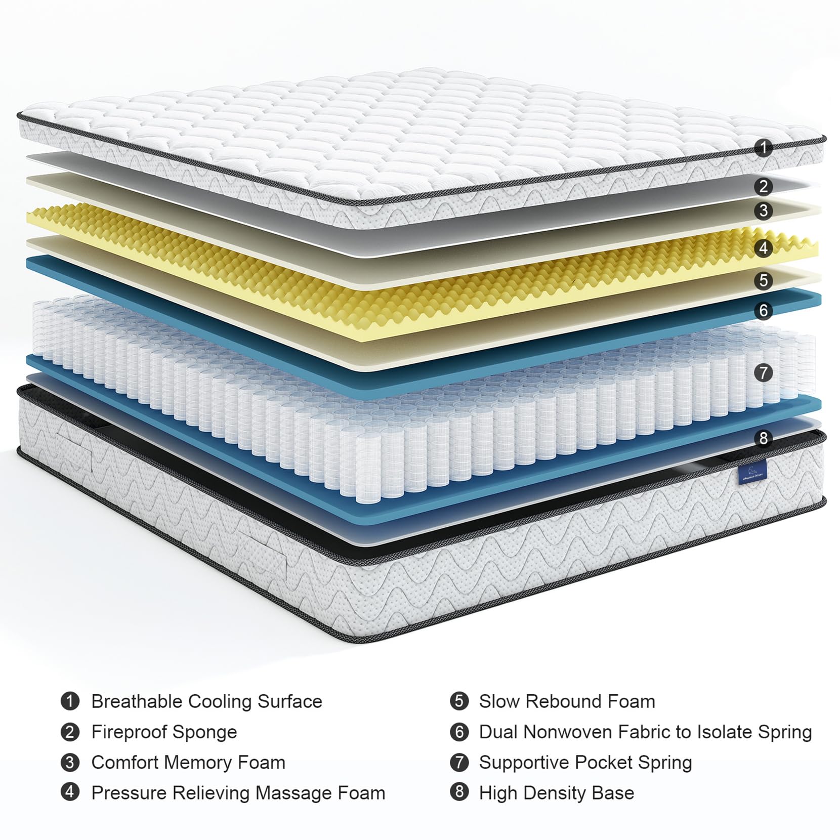 Vesgantti 12 Inch Twin Size Mattress in a Box - Hybrid Memory Foam & Pocket Spring for Pressure Relief, Medium Firm Support (39