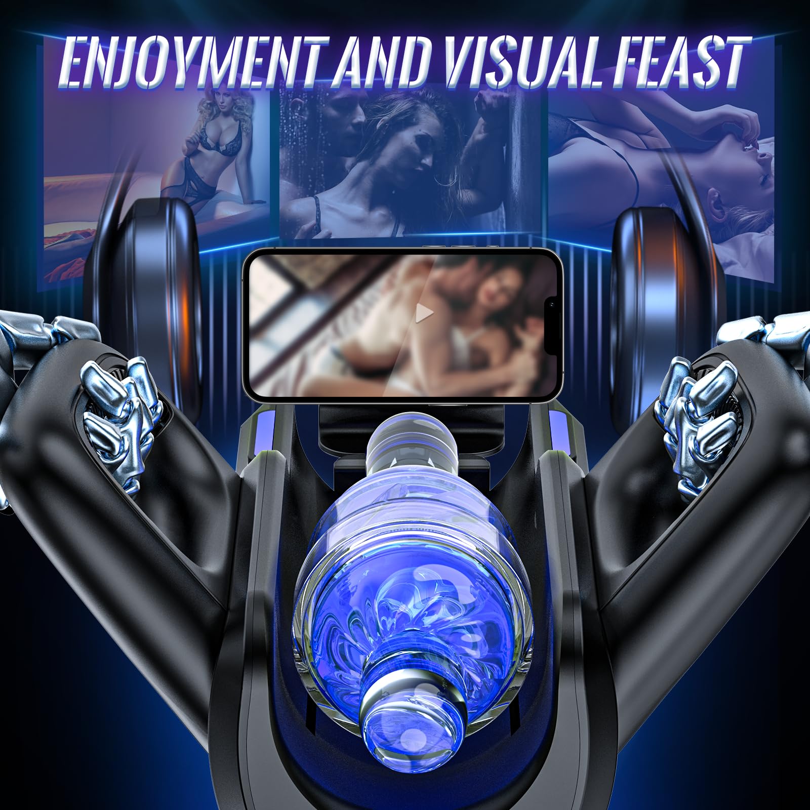 Automatic Male Masturbator - Hands-Free Electric Sex Toy for Men with 12 Thrusts/Sec, Phone Holder & 2 Soft Silicone Sleeves | Perfect for Solo Play, Couples Fun & Discreet Pleasure at Home