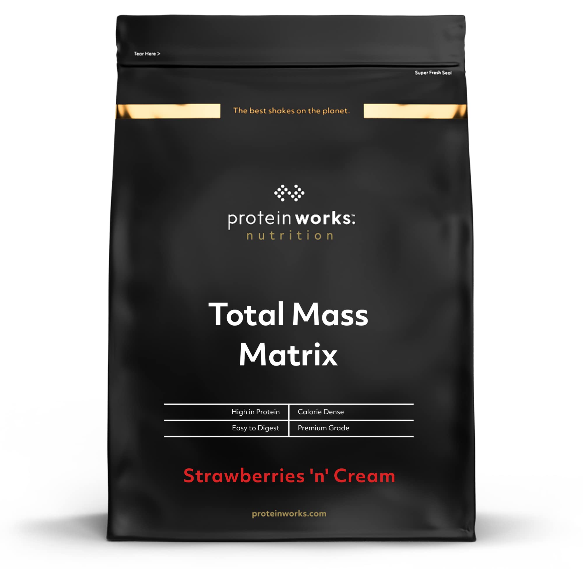 THE PROTEIN WORKS Total Mass Matrix - 475 Calorie Weight Gainer for Muscle Growth & Mass Gain | 16 Servings (2kg) | Creamy Strawberry Flavor | Perfect for Post-Workout Recovery & Bodybuilding Nutrition