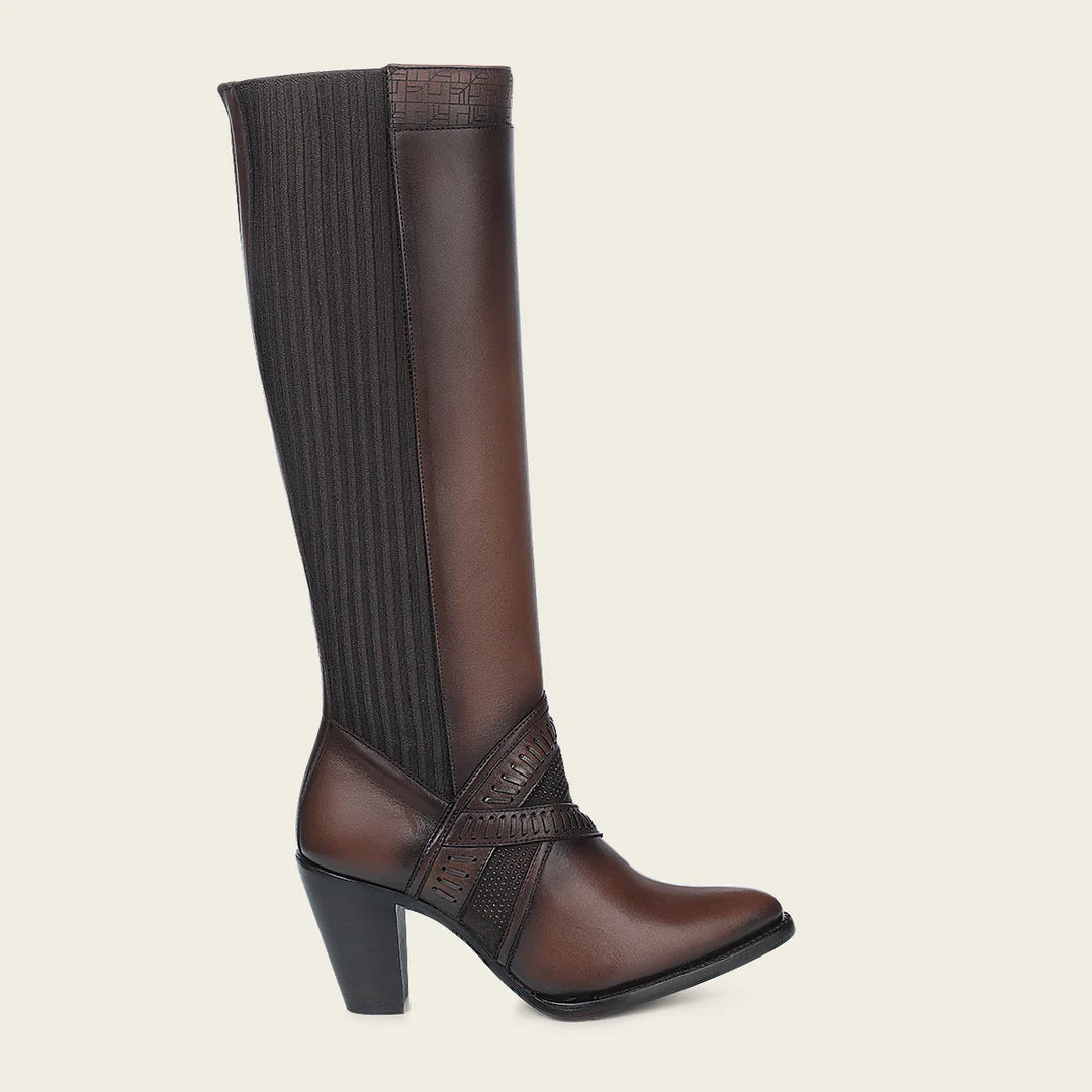 **3F99RS Women's Western Cowgirl Knee High Boots - Genuine Cowhide Leather, Honey Color - Perfect for Rodeo, Country Dancing & Cowboy Boots Fashion**