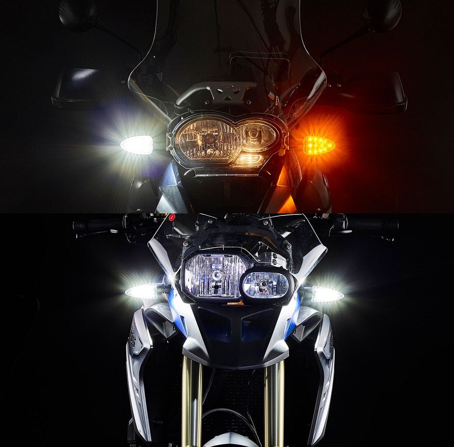 Weiser 2-in-1 Extreme LED Front Turn Signal & Driving Light Kit for BMW Motorcycles - High Visibility Daytime Running Lights - Perfect for Night Riding & Urban Commuting (Pair)