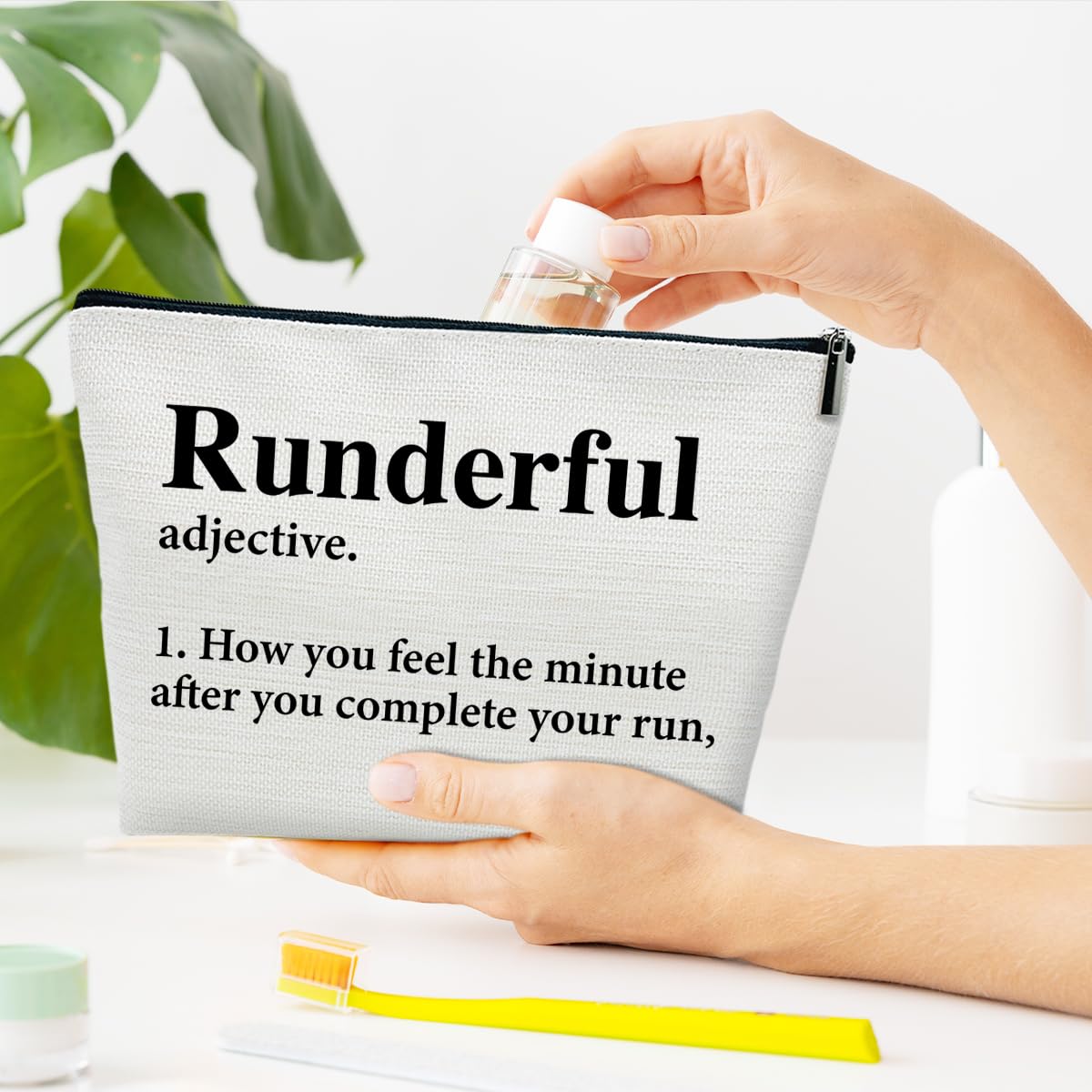 Running Gifts Makeup Bag for Women - Marathon Runners Sports Accessories | Waterproof Cosmetic Pouch for Gym, Travel & Everyday Use | Runderful Definition Purse Organizer