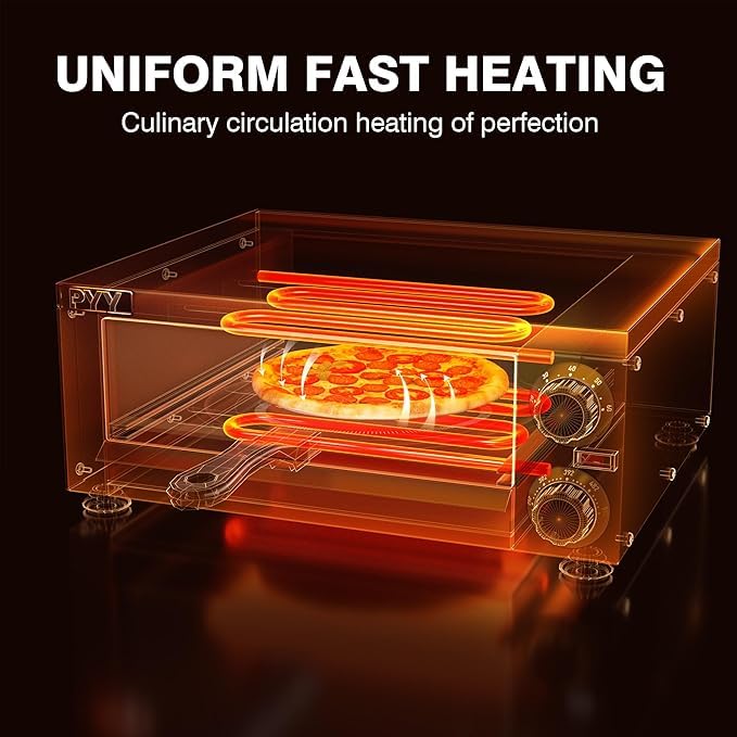 Commercial Stainless Steel Countertop Electric Pizza Oven for Home - Fast Baking Indoor Pizza Maker with Removable Crumb Tray | Perfect for Family Gatherings, Parties & Restaurant-Style Pizza at Home