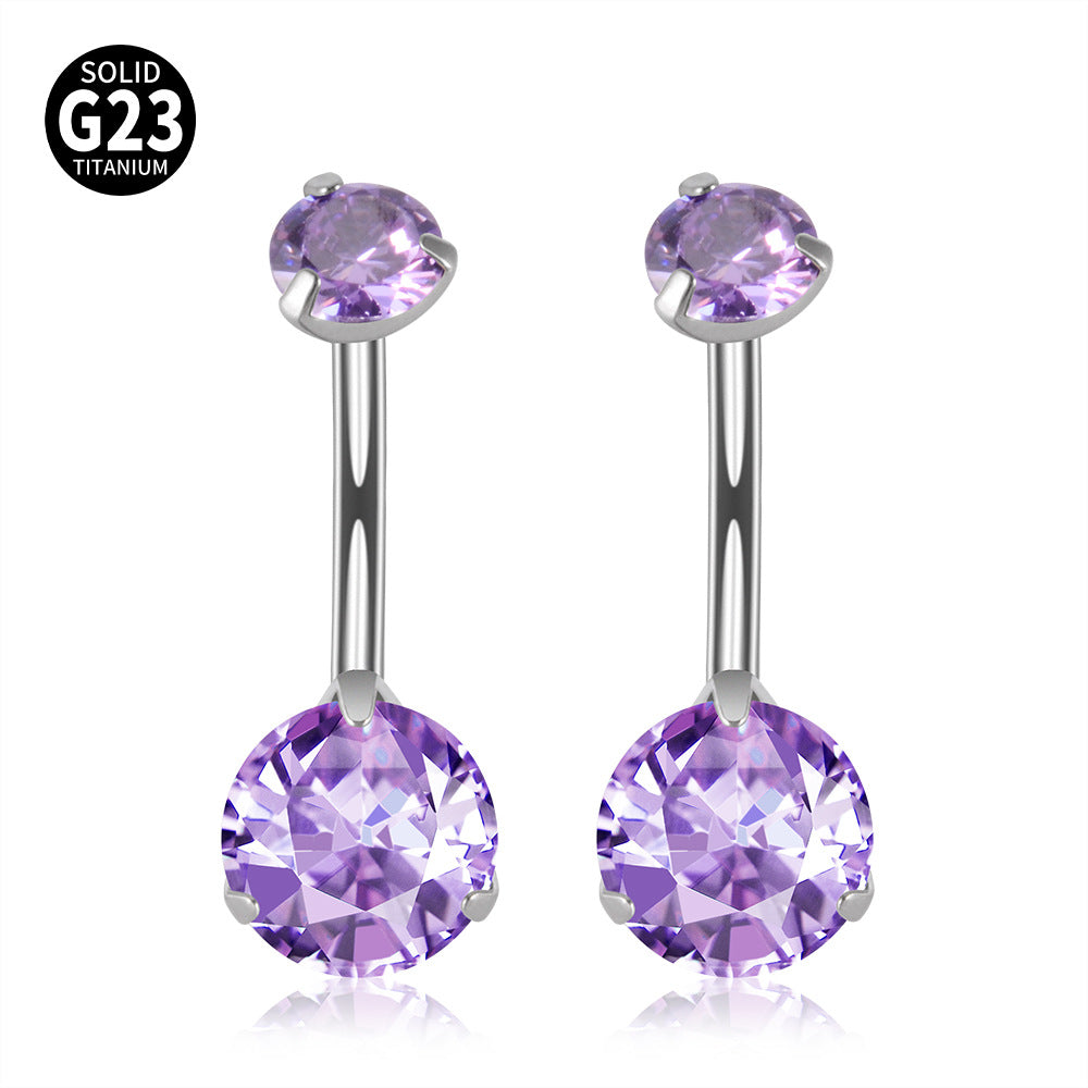 14G Titanium CZ Bar Belly Ring - Surgical Steel Navel Piercing Jewelry | DL047 | Perfect for Belly Button Rings, Body Piercings & Fashion Accessories