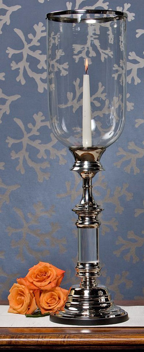 Southampton Hurricane Candle Holders - Elegant Silver Finish Hurricane Candleholders for Home Decor, Wedding Centerpieces & Outdoor Dining