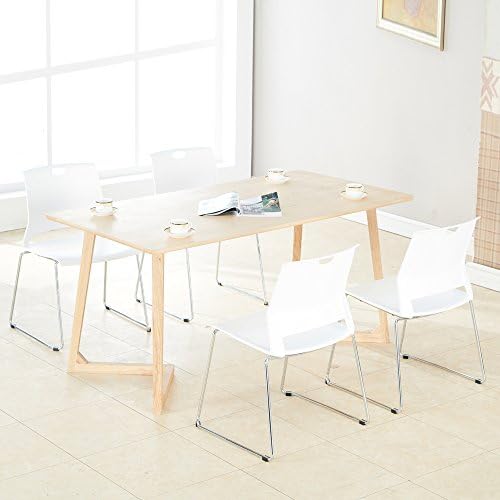 Stackable Plastic Chairs Set of 4 - White Reception Chairs with Durable Plastic Shell Seat for Conference Room, Dining Room, Waiting Area & Classroom - Perfect for Office, School, Restaurant and Event Seating