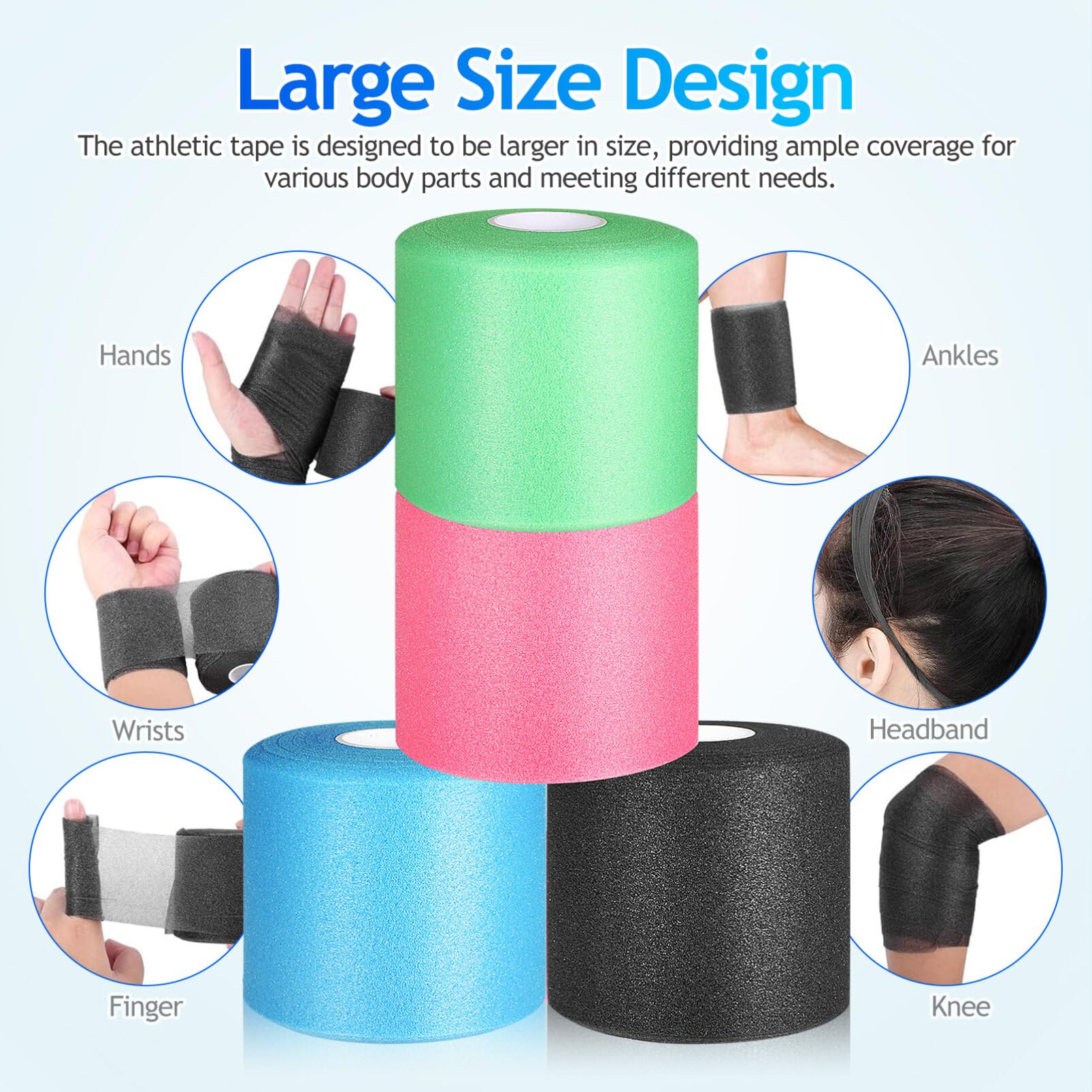 GLEAVI 4 Rolls Pre Wrap Athletic Tape - 2.75