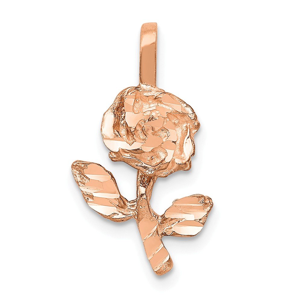 14K Solid Rose Gold Charm Pendant - 21mm x 11mm Elegant Jewelry for Necklace, Gift & Special Occasions