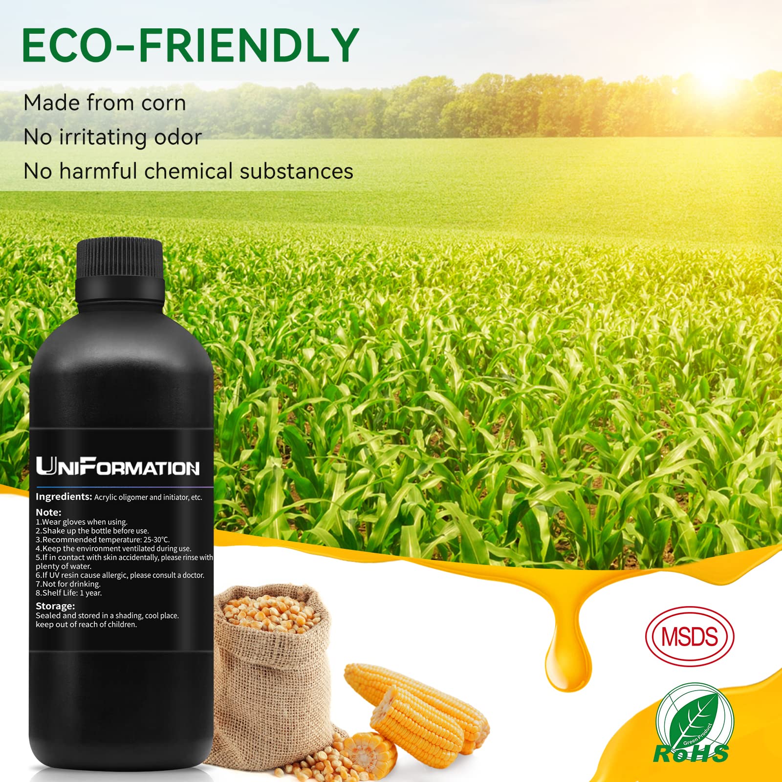 Premium 8K 3D Printer Resin - Biodegradable Plant-Based PLA Photopolymer for 4K/6K/8K LCD/DLP/SLA Printers | 405nm UV Curing | Space White 1kg | Ideal for Miniatures, Jewelry & Prototyping