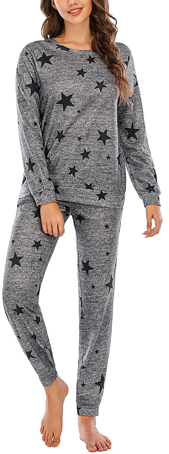 Women's Long Sleeve Pajama Set - Soft Cotton Sleepwear & Loungewear for Women - Cozy Nightwear PJS Lounge Set for Relaxing at Home or Sleeping