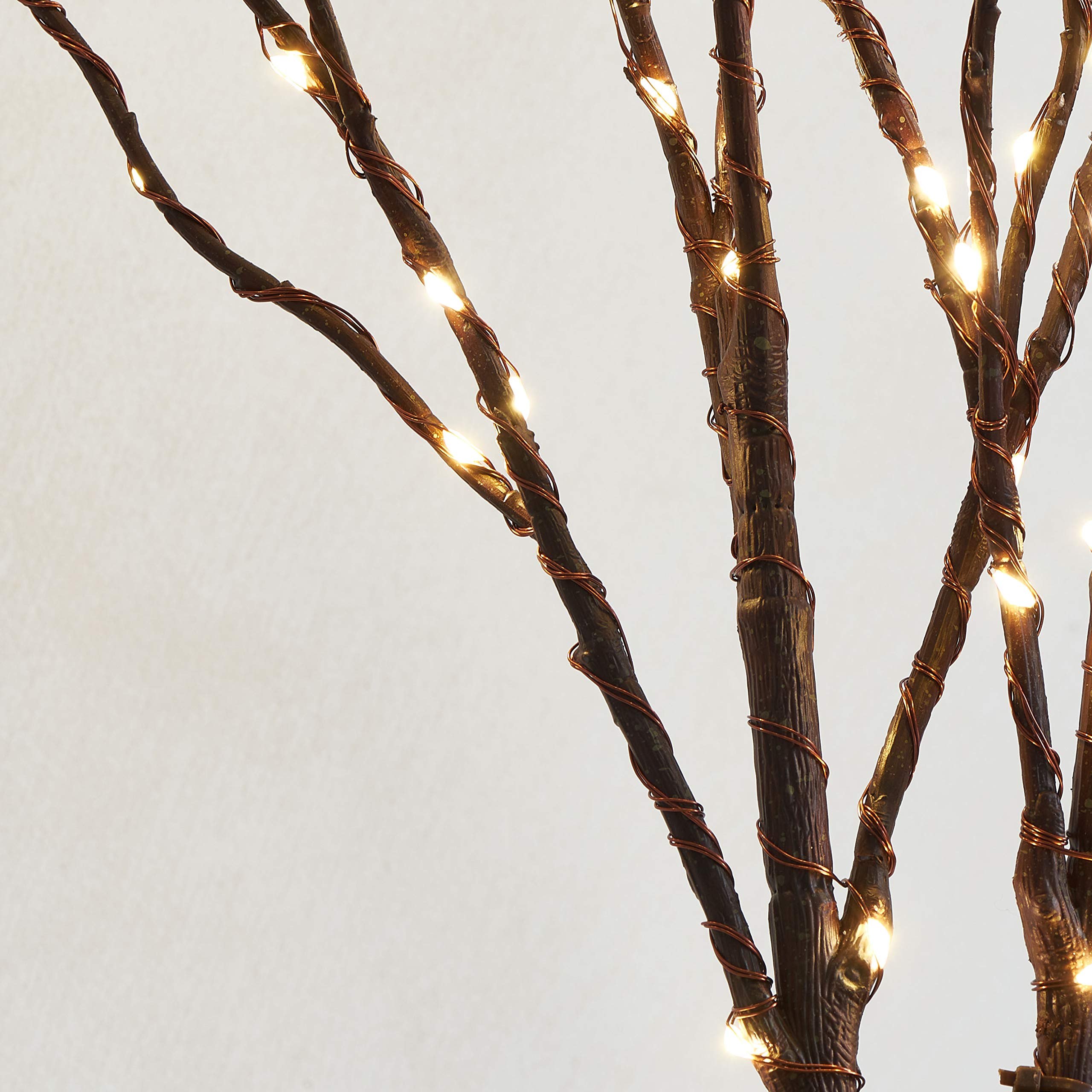 LITBLOOM 32IN 100 LED Lighted Brown Willow Branches with Timer - Battery Operated Warm White Lights for Christmas Tree Decorations | Indoor & Outdoor Holiday Decor for Home, Wedding, Party, Garden