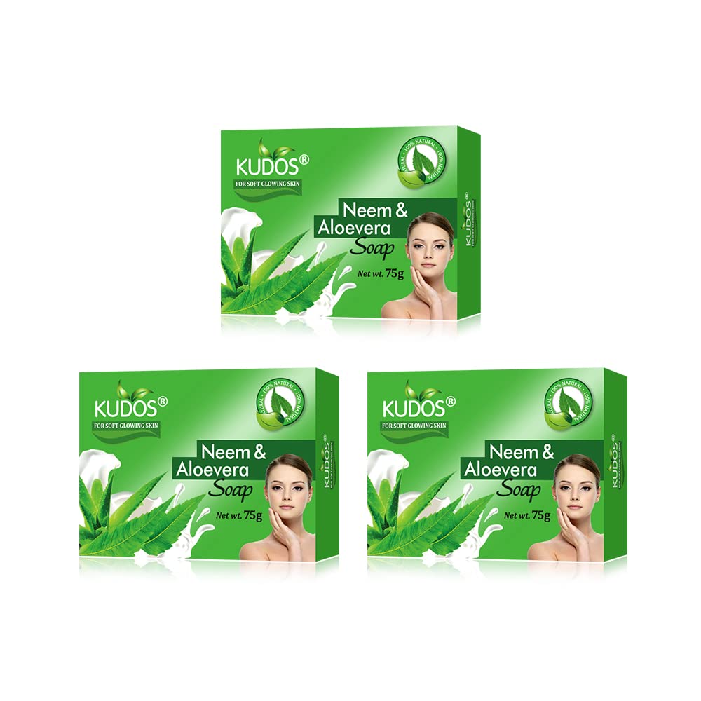 Natural Antiseptic & Moisturizing Bath Soap with Aloe Vera & Neem for Smooth, Soft Skin - 75g (Pack of 3) | Ideal for Daily Cleansing, Sensitive Skin Care & Post-Workout Refreshment
