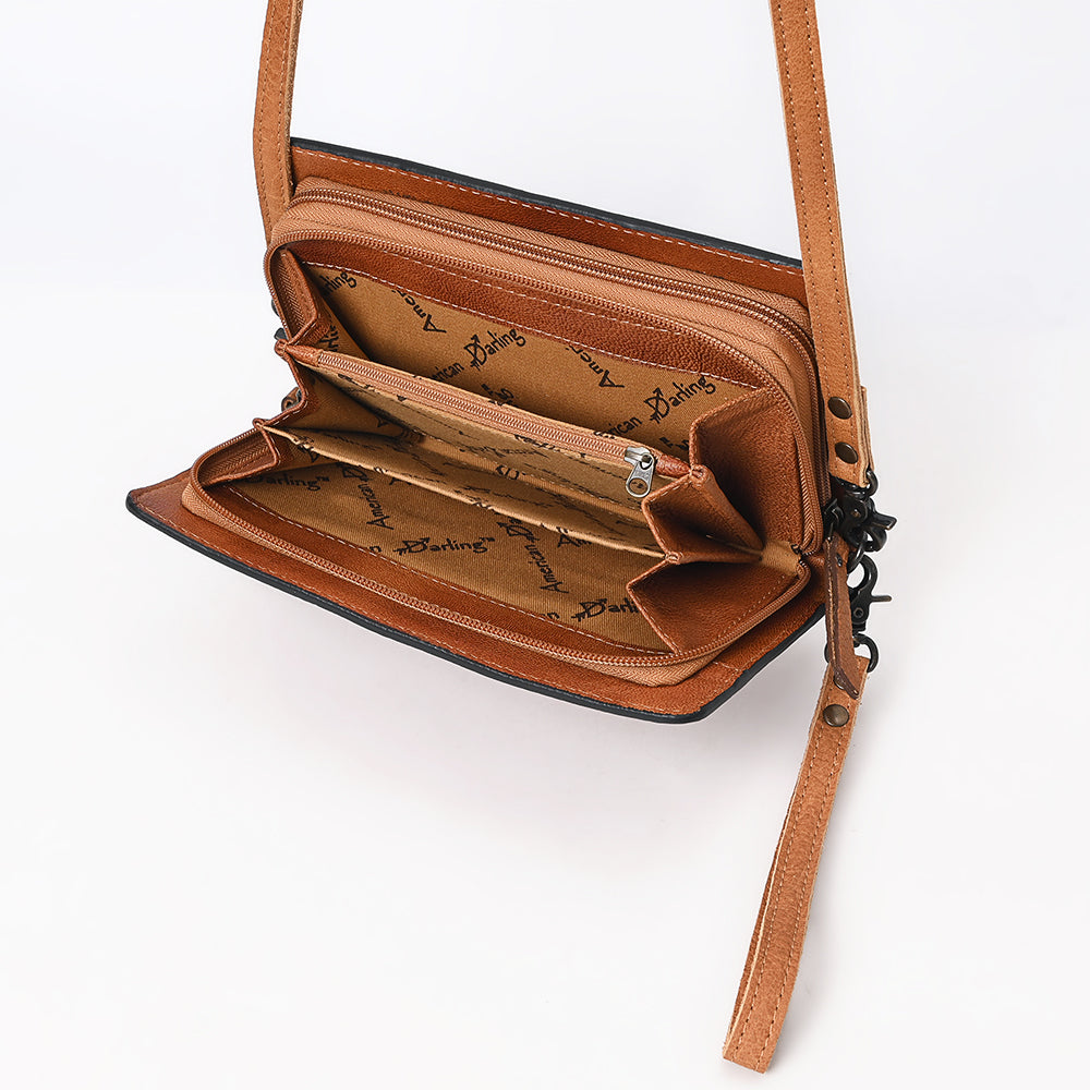 Genuine Western Leather Crossbody Bag for Women - American Darling ADBG1653 Hand-Tooled Suede Purse - Perfect for Cowgirl Style, Rodeo Events & Western Fashion Outfits