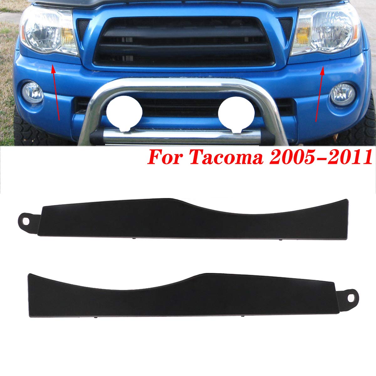 2005-2011 Toyota Tacoma Front Bumper Grille Headlight Filler Trim Panels Set - Replacement Parts for Off-Road & Daily Driving