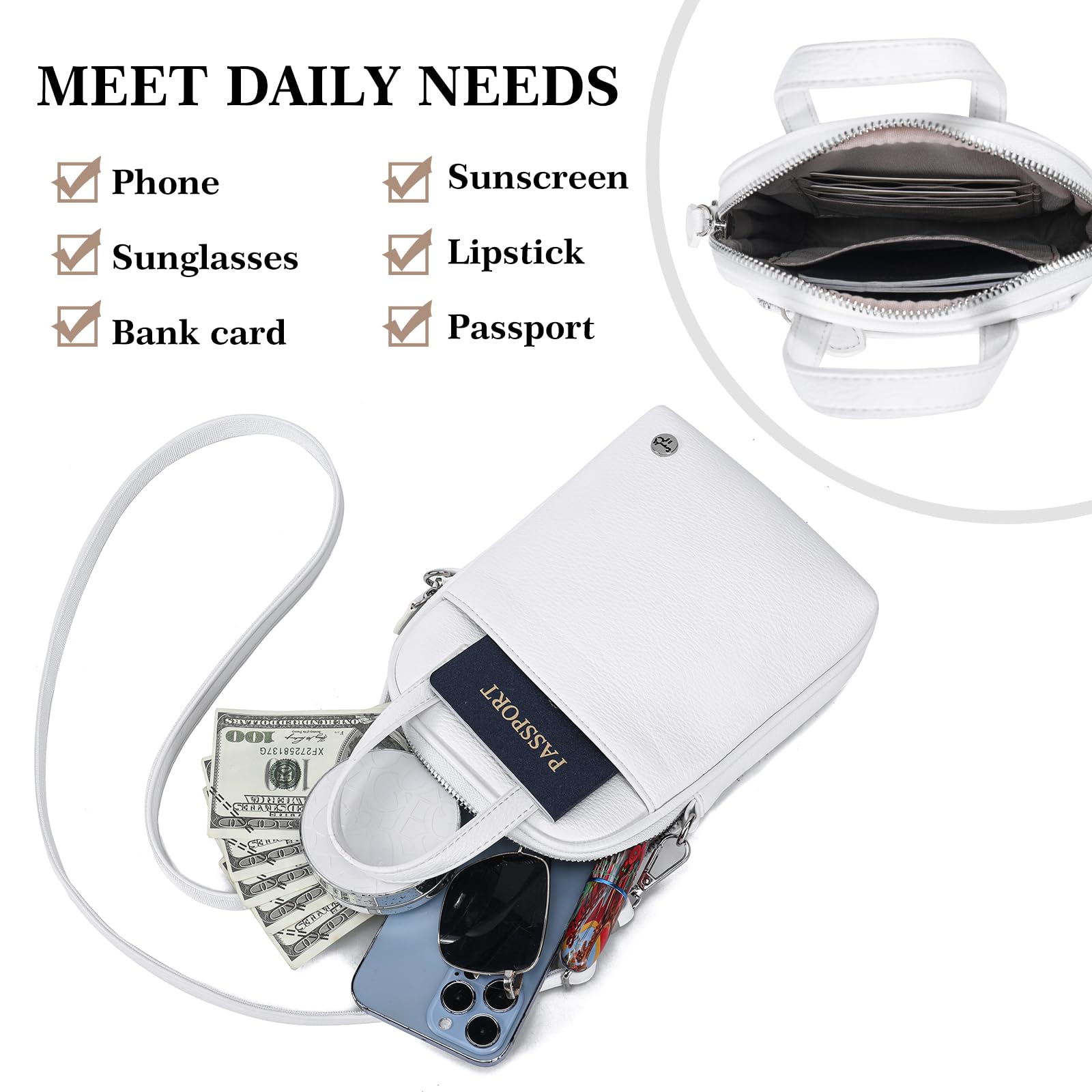 INICAT Small Crossbody Bag for Women - Stylish Top Handle Shoulder Purse with Phone Pocket - Perfect for Daily Use, Travel, Shopping & Outings