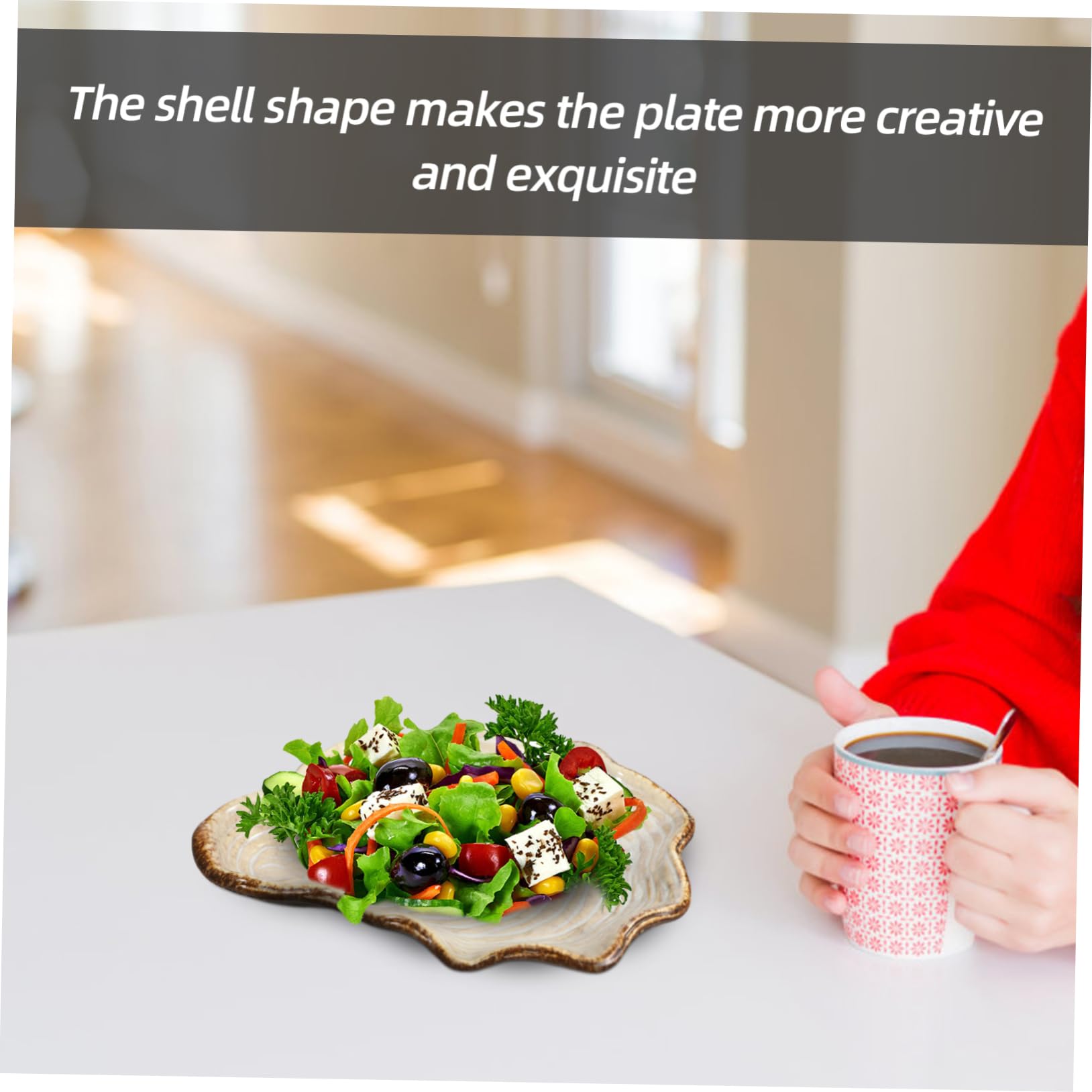 Operitacx Ceramic Shell-Shaped Candy Bowl - Decorative Japanese Style Tray for Candy, Cookies, Fruit, and Salad - Perfect for Home Decor, Party Serving, and Kitchen Use