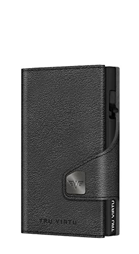 Premium Tru Virtu Coin Pocket Wallet - Genuine Nappa Leather (Black) - Slim & Stylish for Everyday Use, Travel, and Business