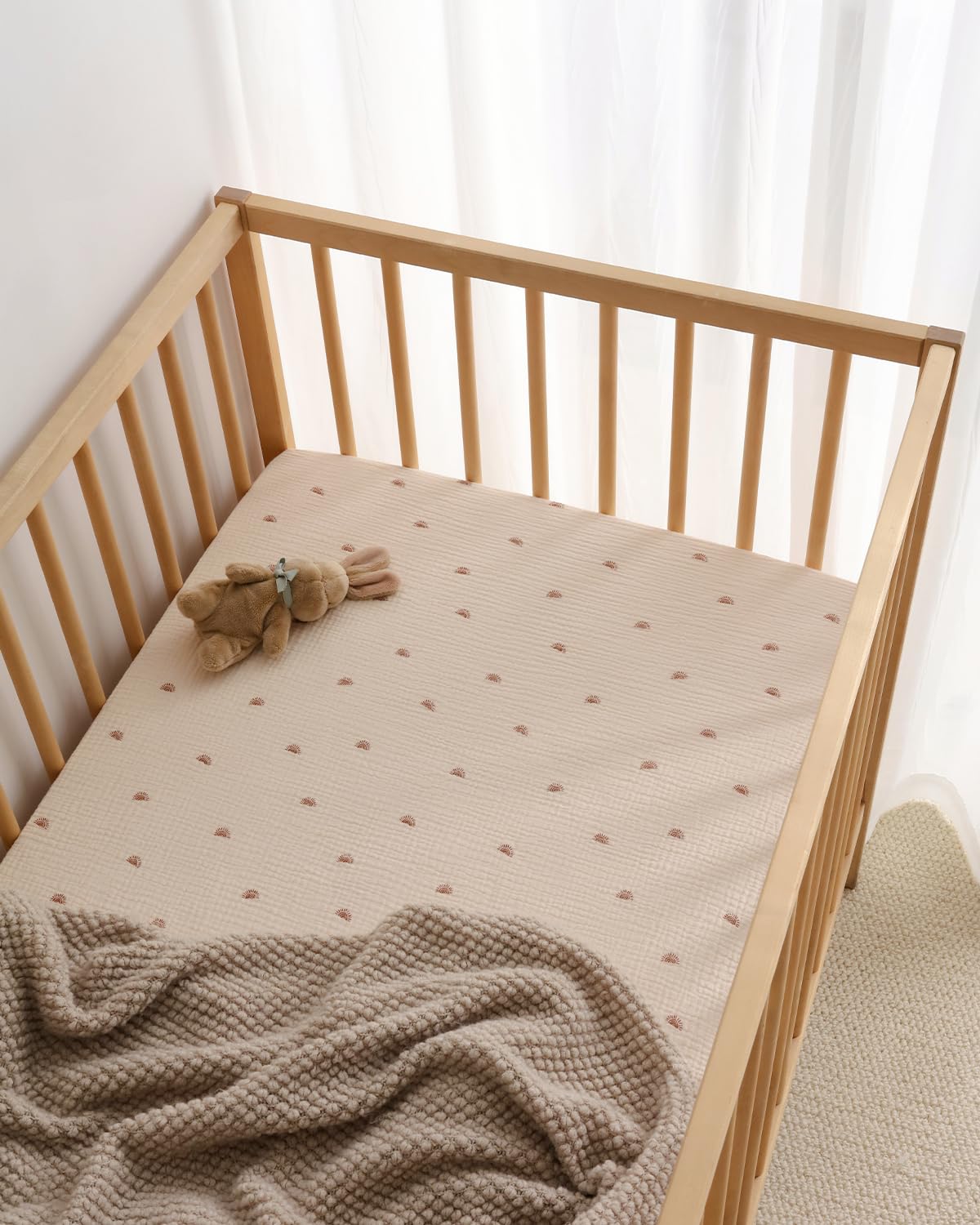 Blissful Diary Muslin Crib Sheets - 2 Pack Soft Cotton Baby Crib Fitted Sheets 52