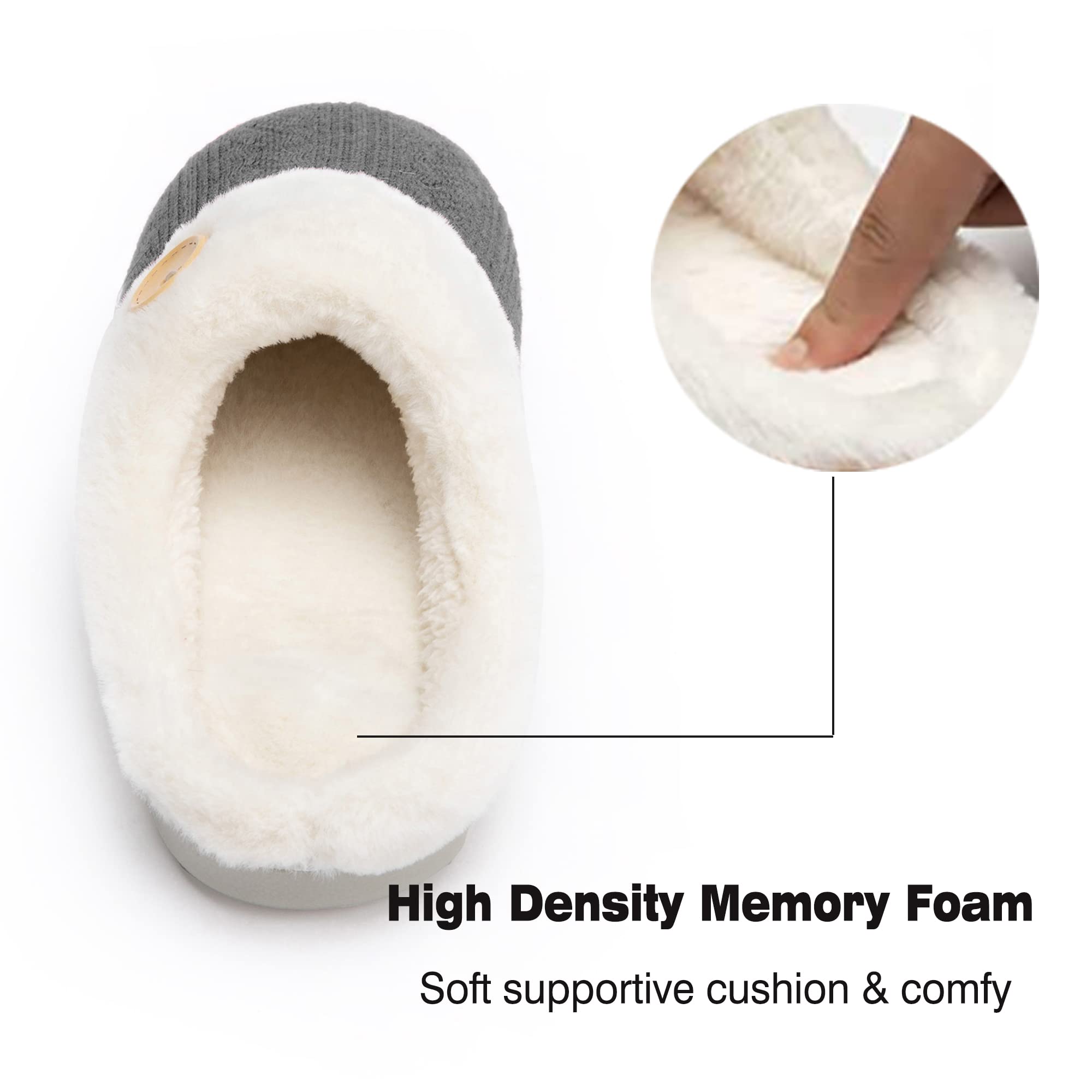 Women's Fuzzy Warm House Slippers - Soft Plush Indoor/Outdoor Winter Slippers for Women | Cozy Knitted Slip-On Slippers for Home, Office & Travel