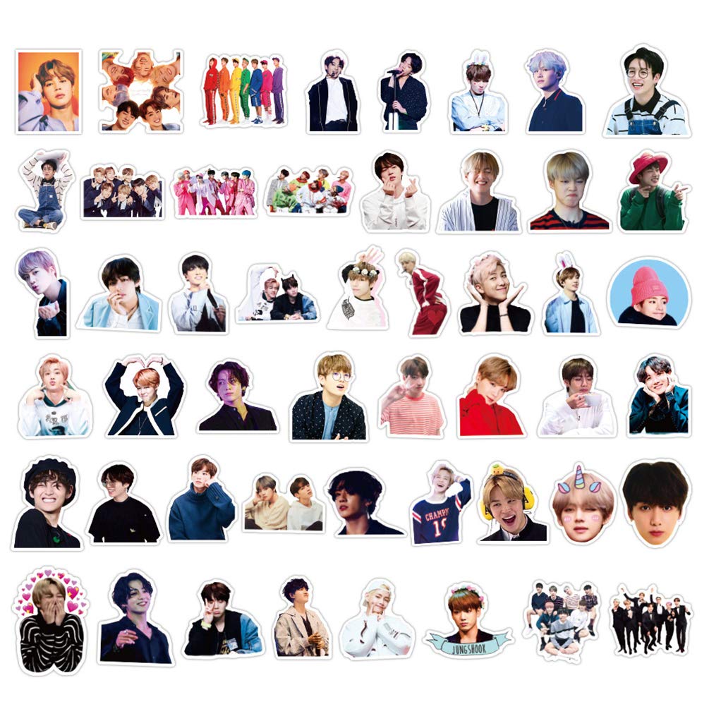 BTS Cute Kpop Stickers - 50pcs Waterproof Decals for Laptop, Water Bottle, Phone, Notebook, Scrapbook, Car & Guitar - Perfect for Teens Room Decor, School Supplies & Kpop Fan Gifts