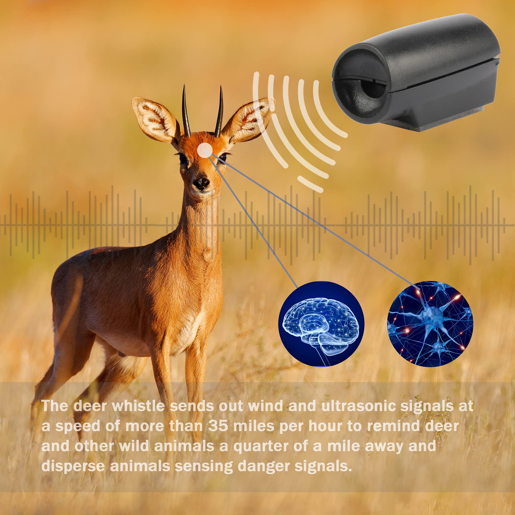 SINGARO 6 Pack Deer Whistle for Cars - Vehicle Warning Horn with Rubber Pads - Universal Car Exterior Accessories for Cars, Trucks & Motorcycles - Prevent Deer Collisions on Highways & Rural Roads