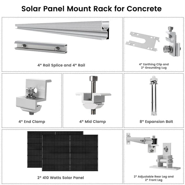 Natures Generator 2 x 410 Watt Monocrystalline Solar Panels with Mounting Rack - High Efficiency Solar Power for Home, RV & Off-Grid Living | Portable Renewable Energy Solution for Camping, Emergencies & Outdoor Adventures