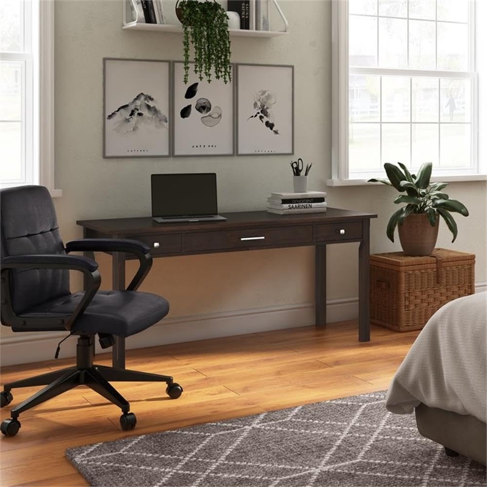 Allora 60-Inch Modern Solid Wood Computer Desk in Tobacco Brown - Home Office Workstation for Remote Work & Study