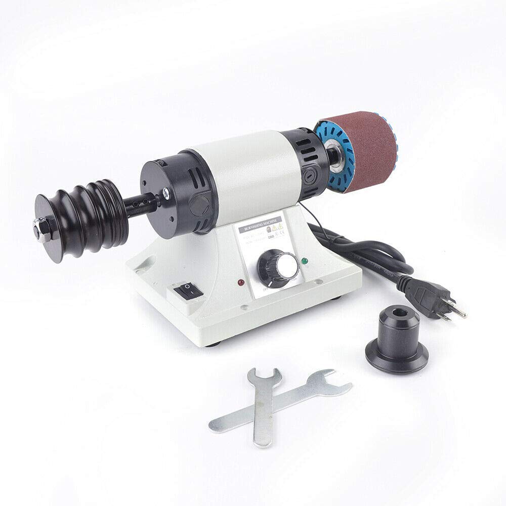 TFCFL 350W Leather Burnishing Machine - Professional Edge Polisher & Sander with 0-8000 RPM Variable Speed, 6 Sanding Belts (2x120#, 2x180#, 2x320#), 8mm Shaft - Perfect for Leather Craft, Shoe Repair & Woodworking Projects