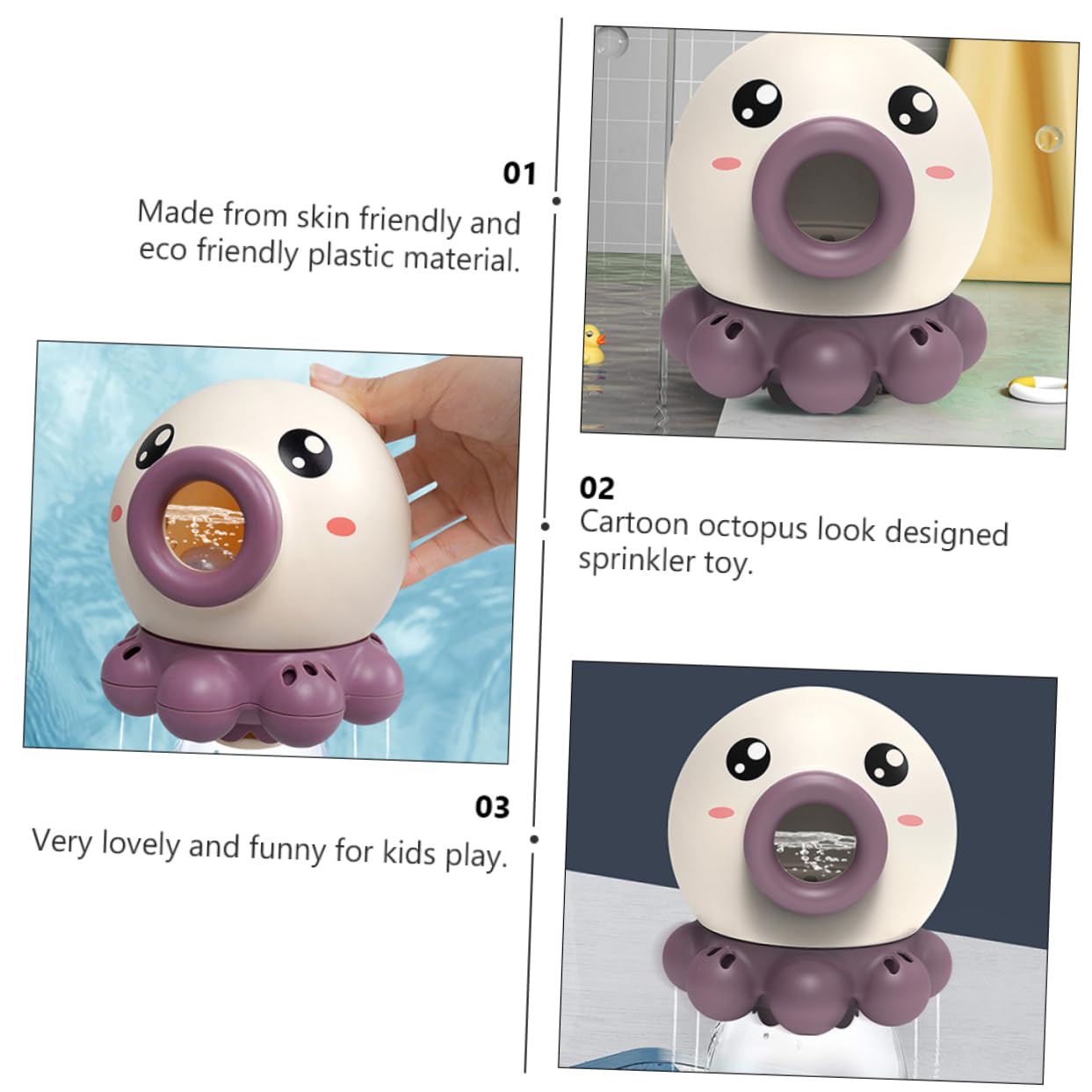 Totority 1-Piece Animal Bath Toys for Kids - Cartoon Plastic Bathtub & Swimming Pool Toys for Toddlers - Fun Water Play During Bath Time, Pool Parties & Beach Trips
