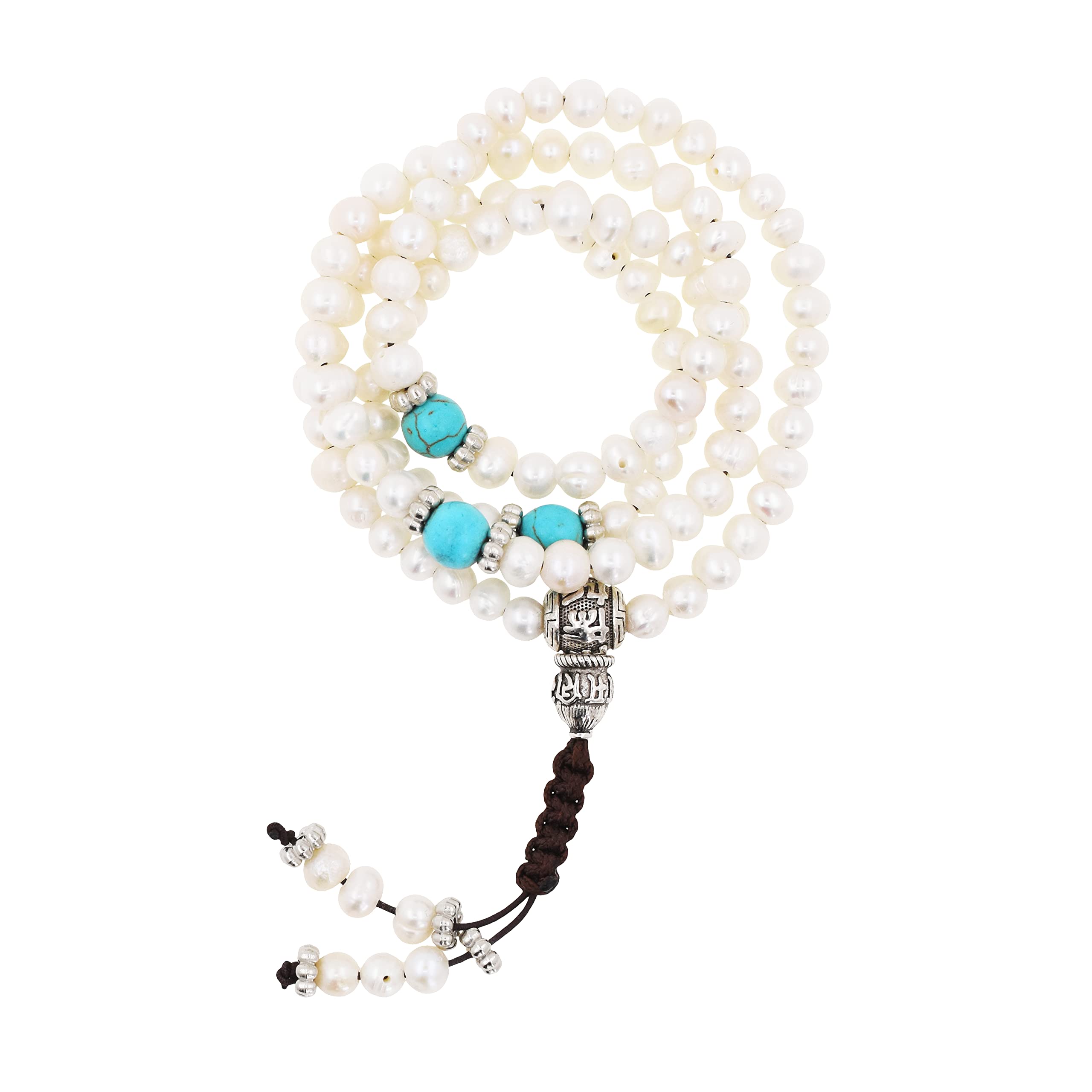 108 Tibetan Mala Beads Necklace & Bracelet Set - Buddhist Prayer Beads for Meditation, Yoga & Spiritual Practice - Natural Pearl Meditation Jewelry for Women - Perfect for Daily Mindfulness, Stress Relief & Gift Giving