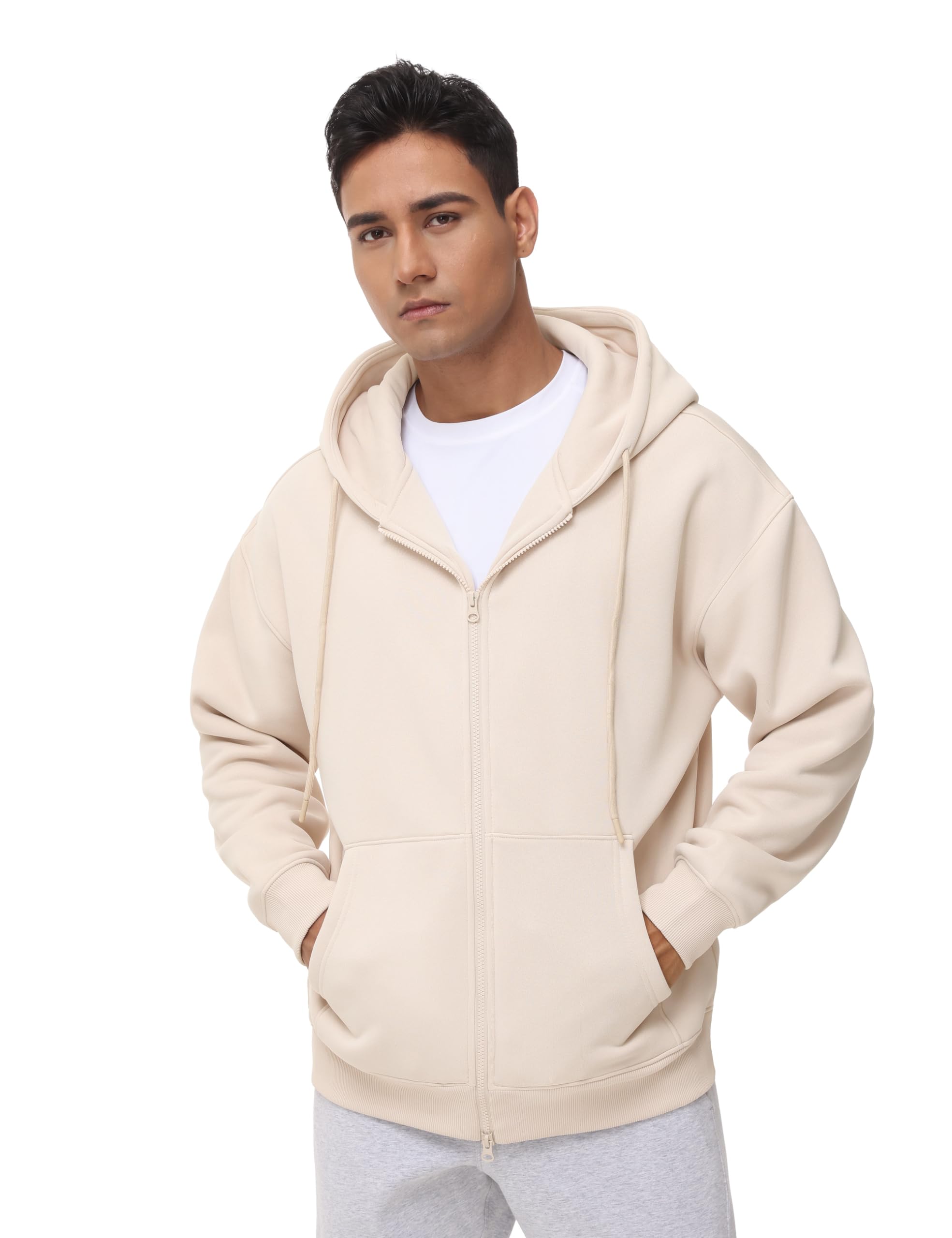 THE GYM PEOPLE Men's Full Zip Fleece Hoodie Jacket - Loose Fit Soft Sweatshirt with Pockets & Drawstring - Comfortable Workout Hoodie for Gym, Running, and Casual Wear